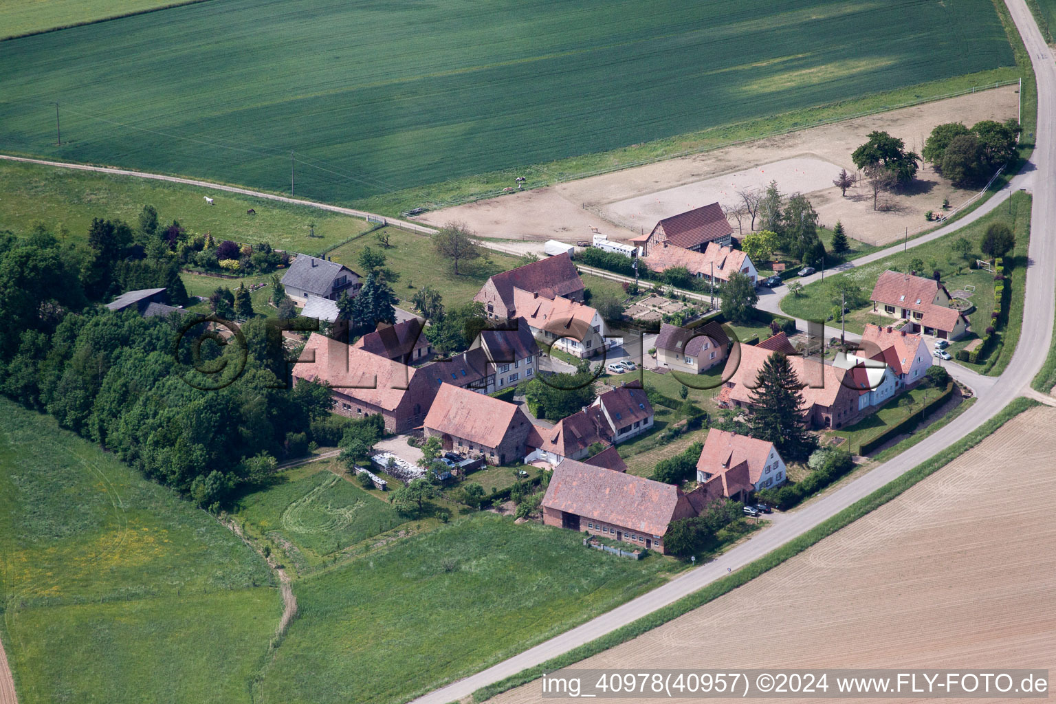 Schleithal in the state Bas-Rhin, France from the drone perspective