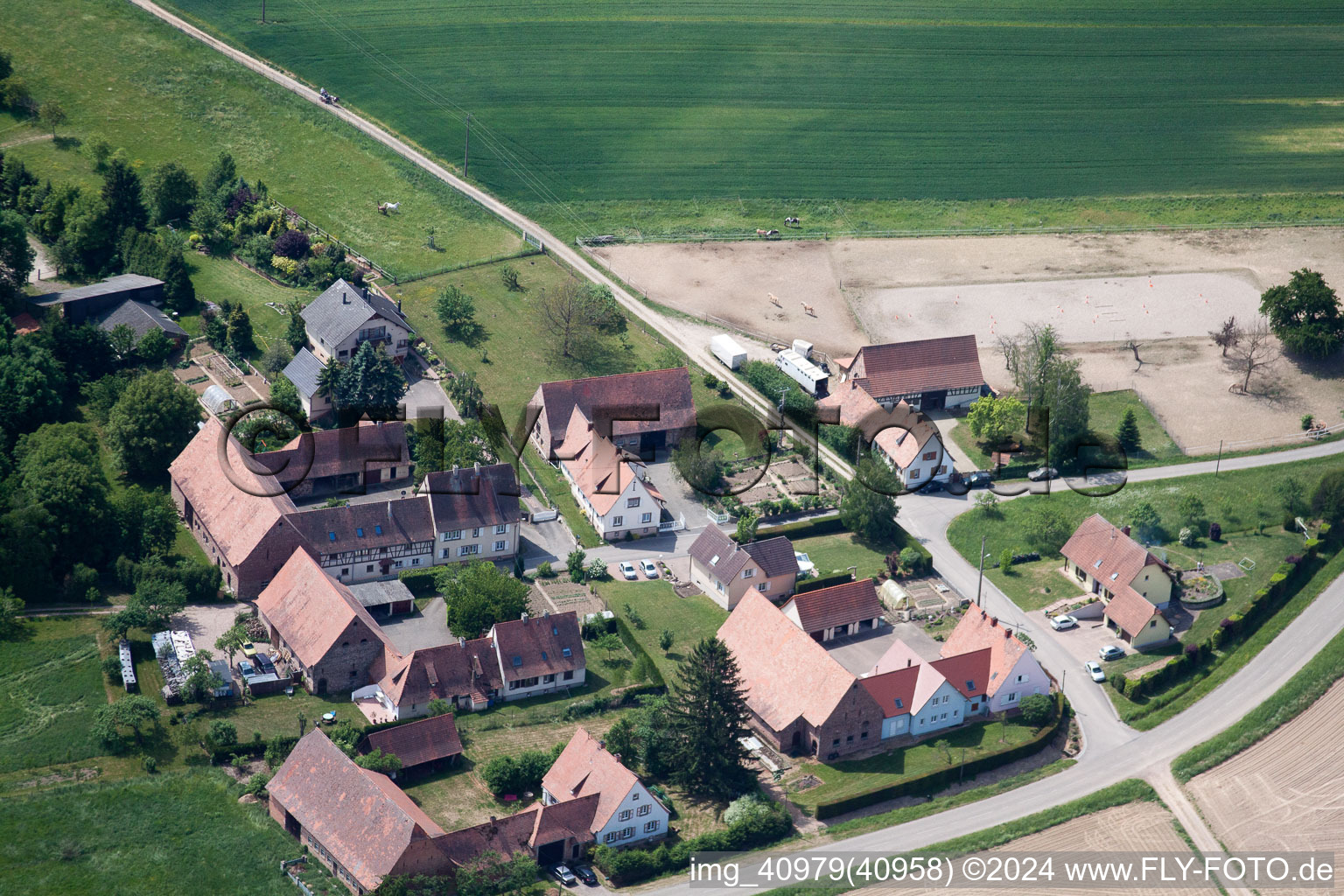 Schleithal in the state Bas-Rhin, France from a drone