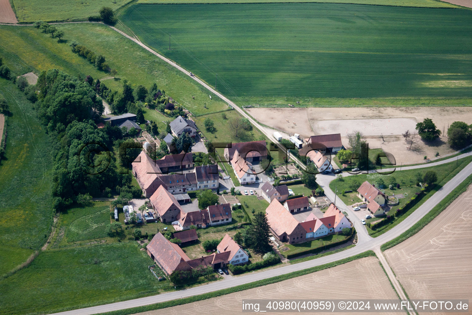 Schleithal in the state Bas-Rhin, France seen from a drone