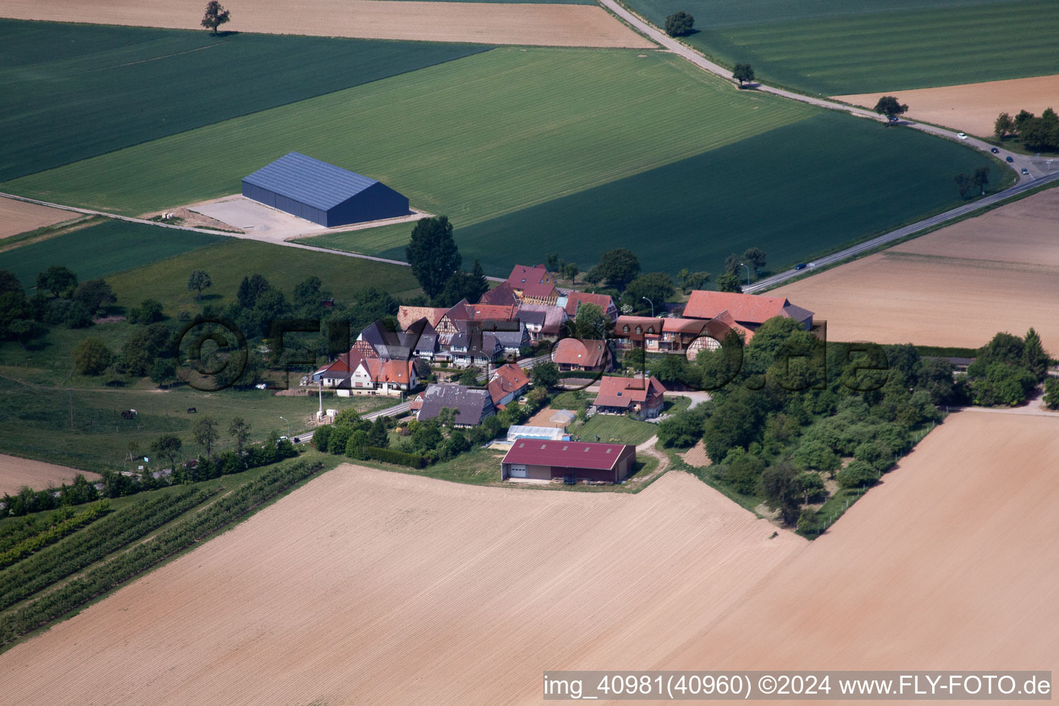 Aerial view of Schleithal in the state Bas-Rhin, France