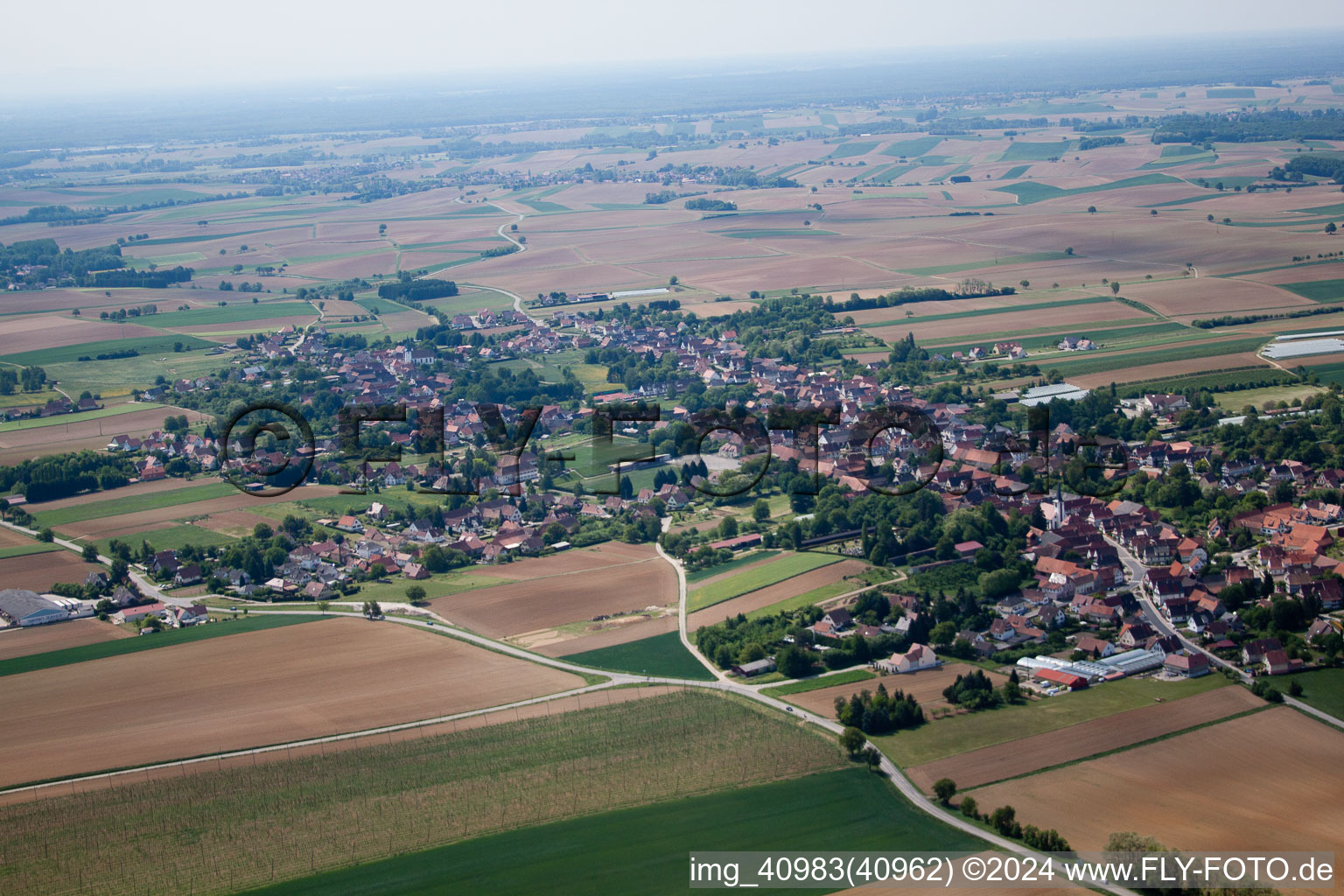 Drone recording of Seebach in the state Bas-Rhin, France