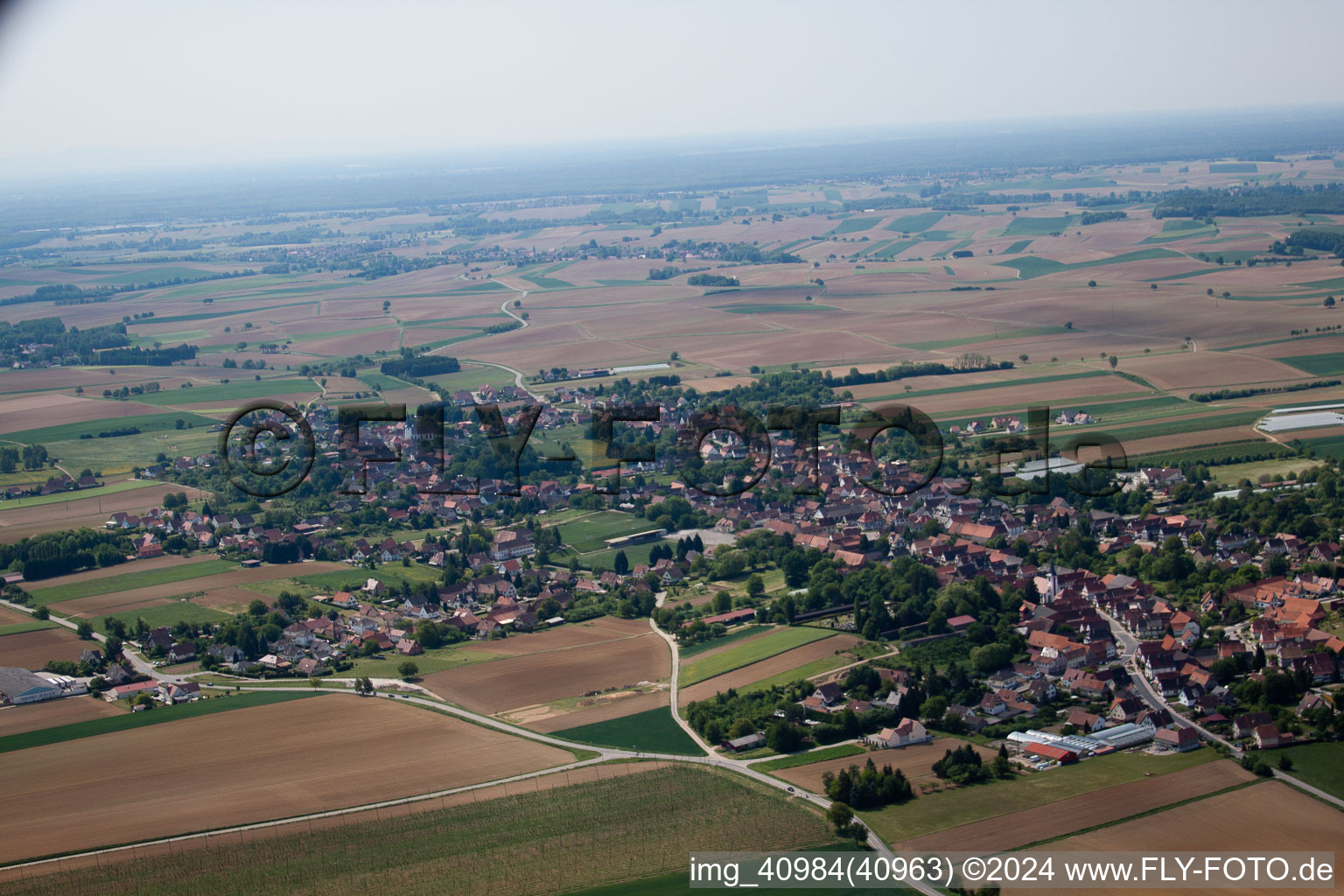 Drone image of Seebach in the state Bas-Rhin, France