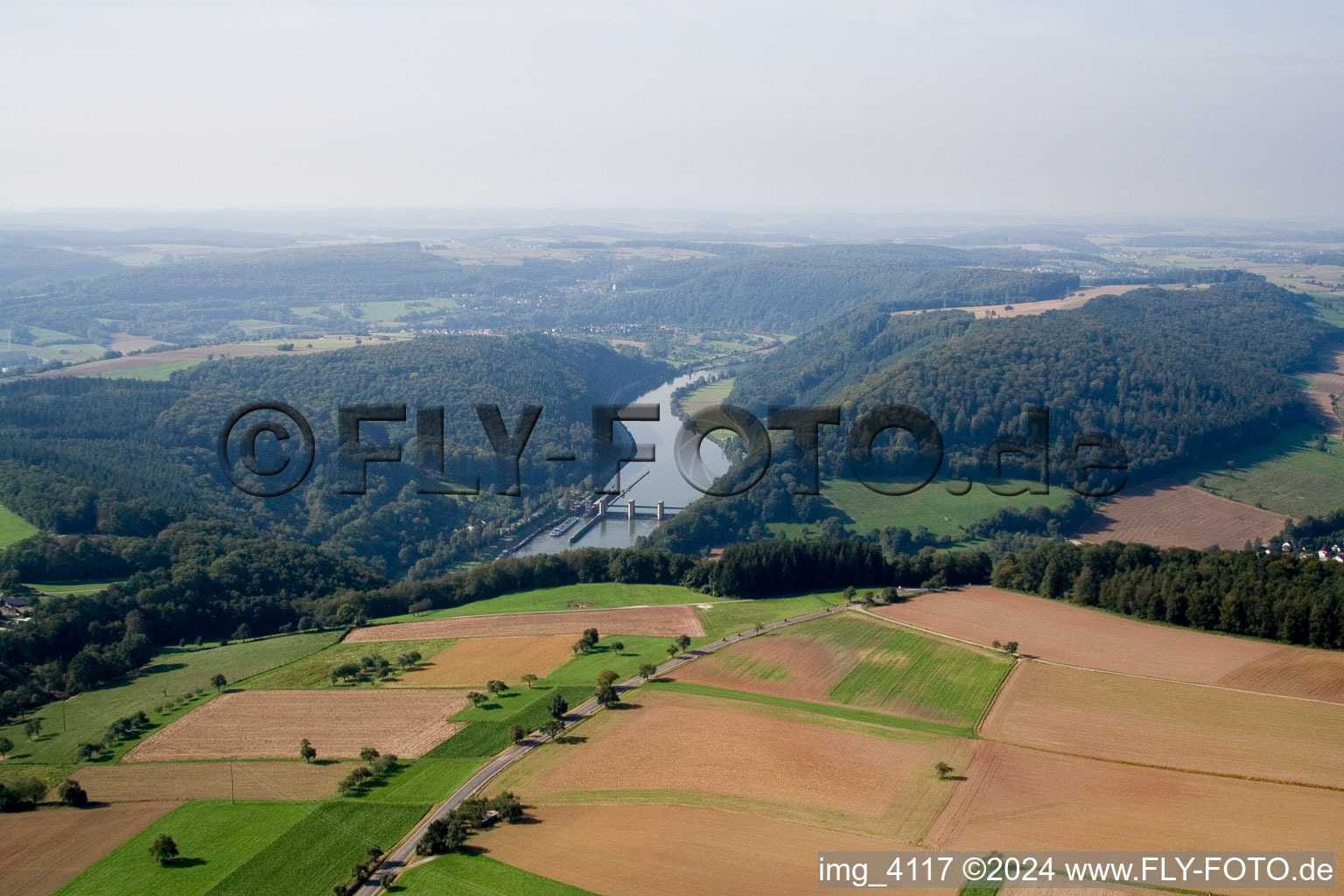 Lock in the Neckar Valley in the district Guttenbach in Neckargerach in the state Baden-Wuerttemberg, Germany