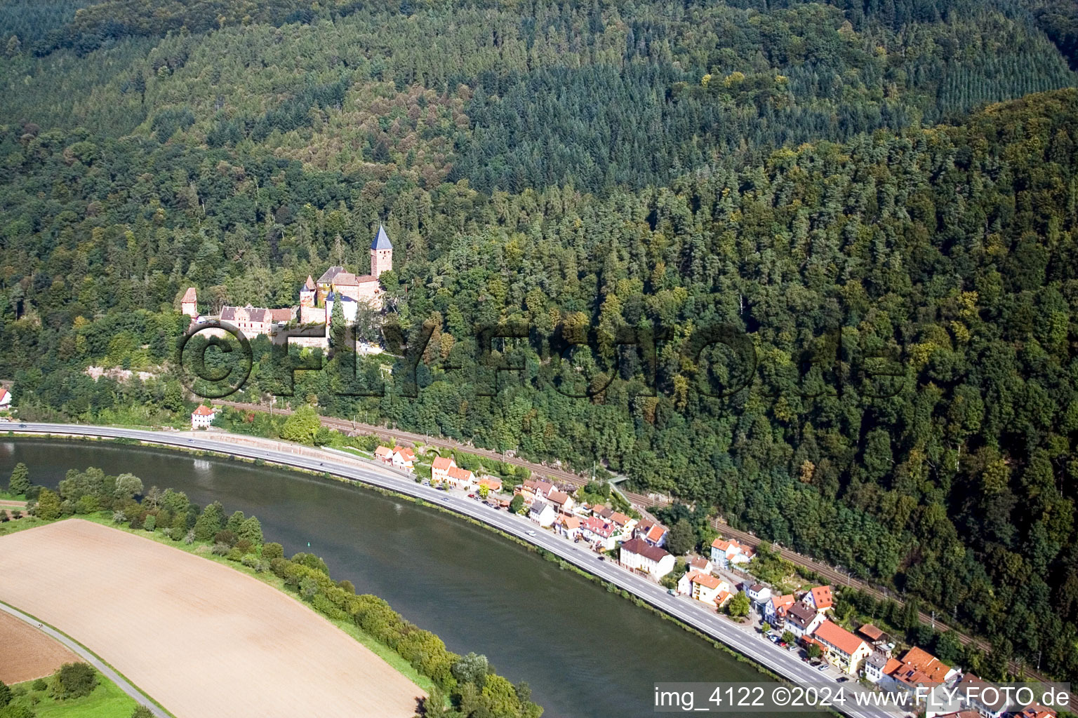 Zwingenberg in the state Baden-Wuerttemberg, Germany seen from a drone