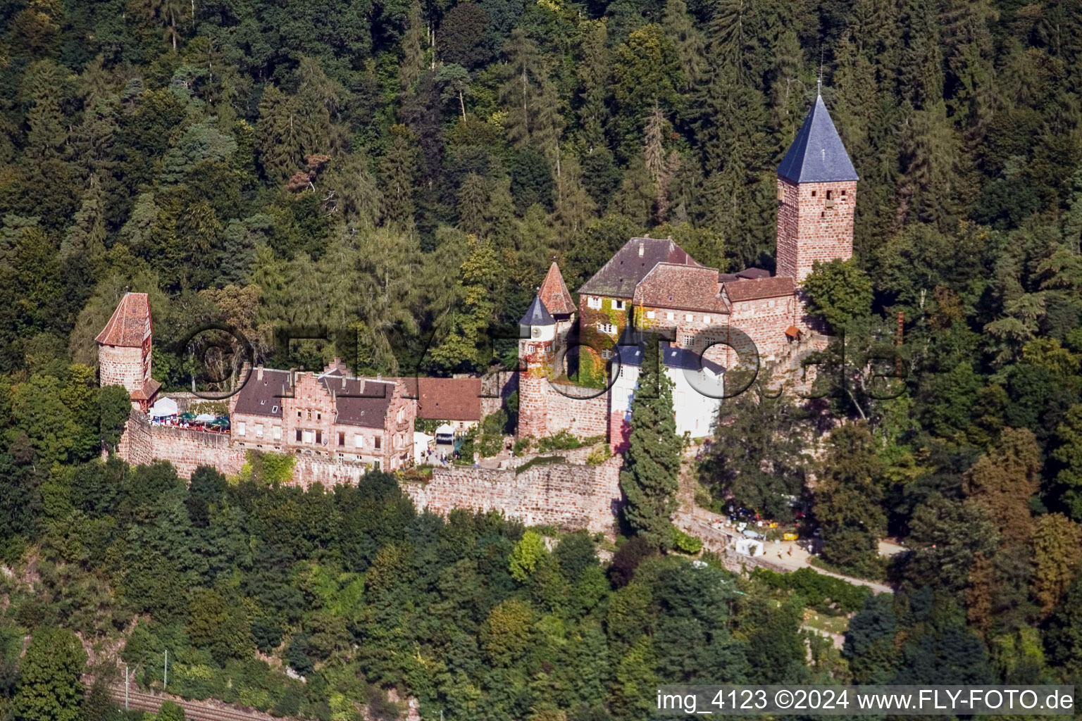 Aerial view of Zwingenberg in the state Baden-Wuerttemberg, Germany