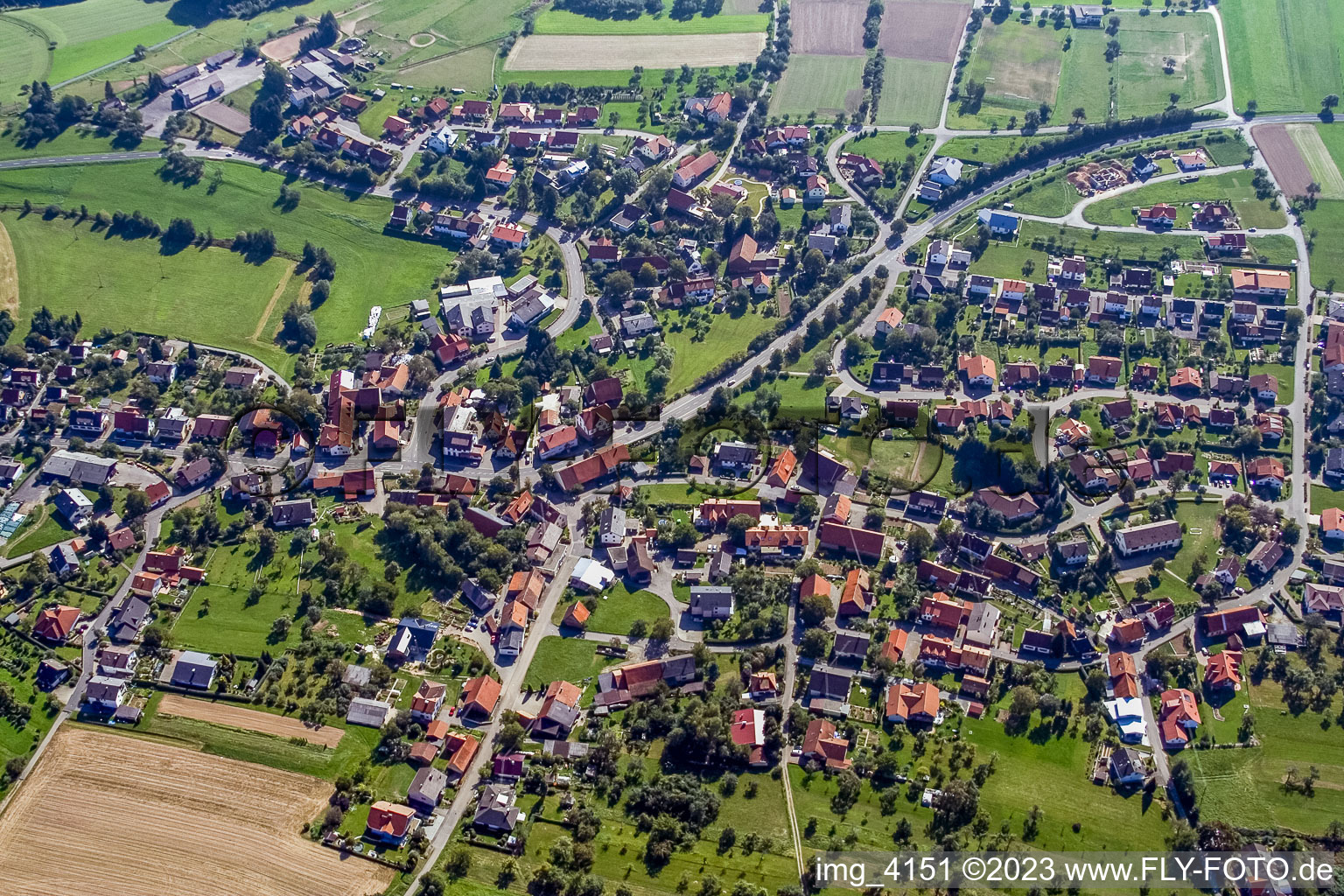 Aerial view of District Robern in Fahrenbach in the state Baden-Wuerttemberg, Germany