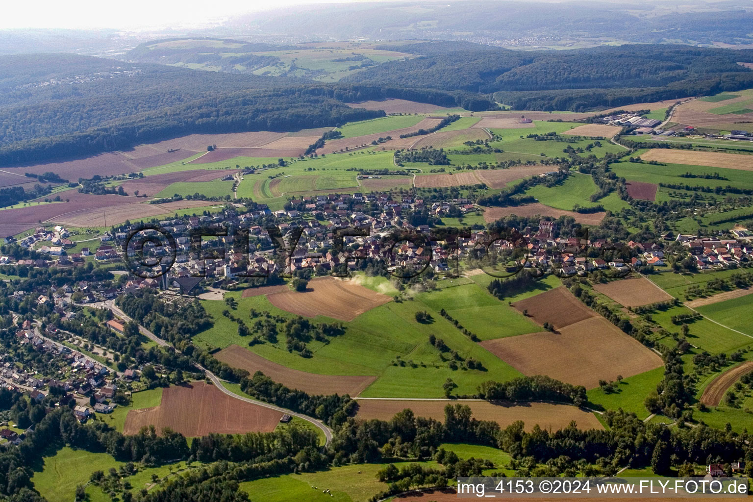 Aerial view of From the north in the district Lohrbach in Mosbach in the state Baden-Wuerttemberg, Germany