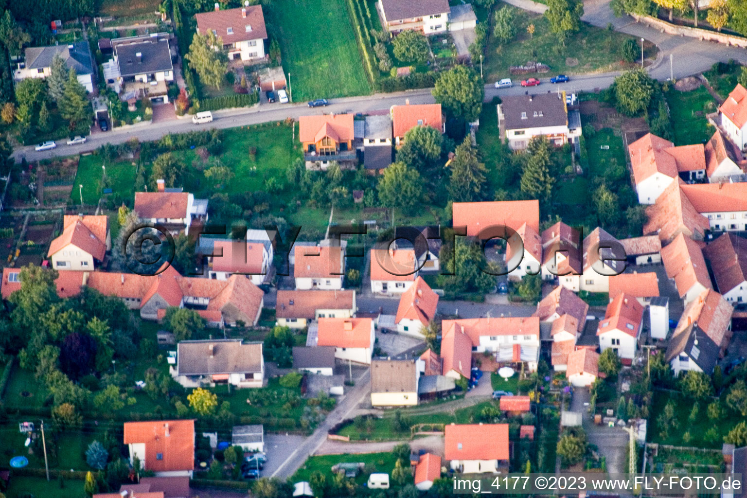 Aerial view of District Schweigen in Schweigen-Rechtenbach in the state Rhineland-Palatinate, Germany