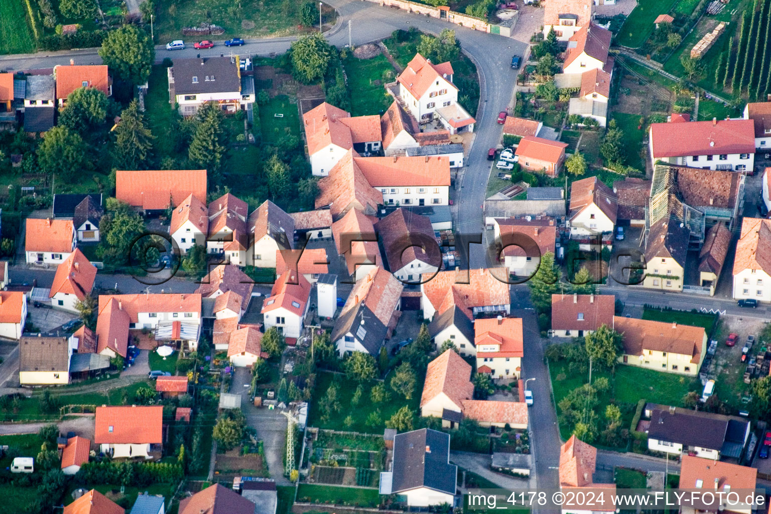 Aerial photograpy of District Schweigen in Schweigen-Rechtenbach in the state Rhineland-Palatinate, Germany