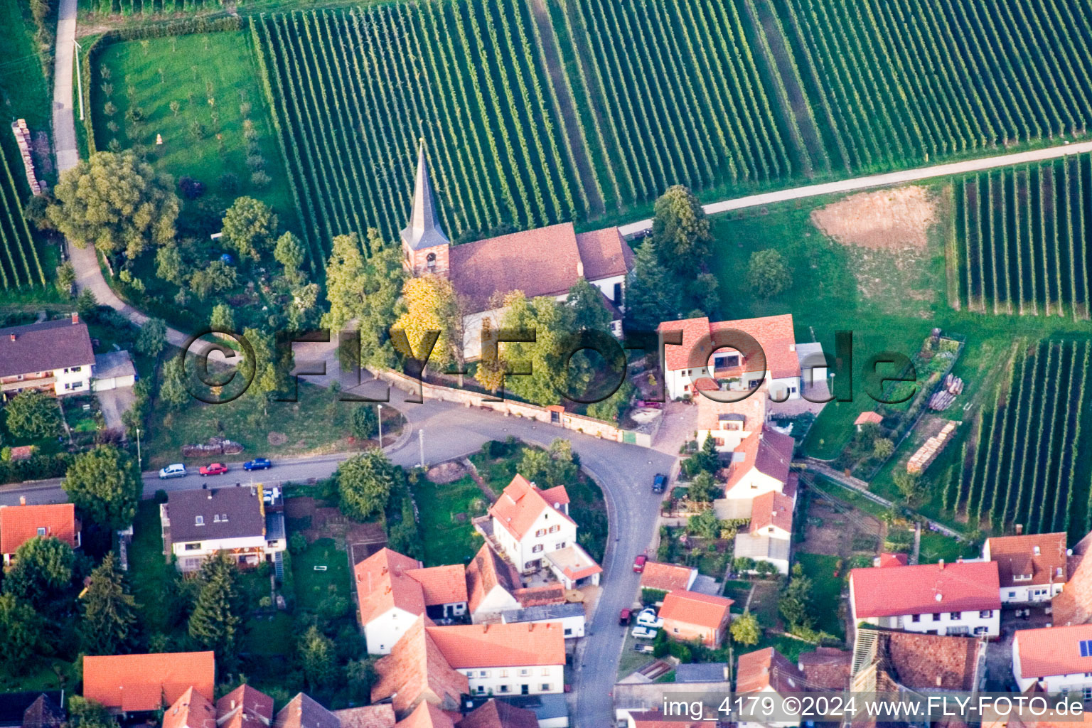 District Schweigen in Schweigen-Rechtenbach in the state Rhineland-Palatinate, Germany out of the air