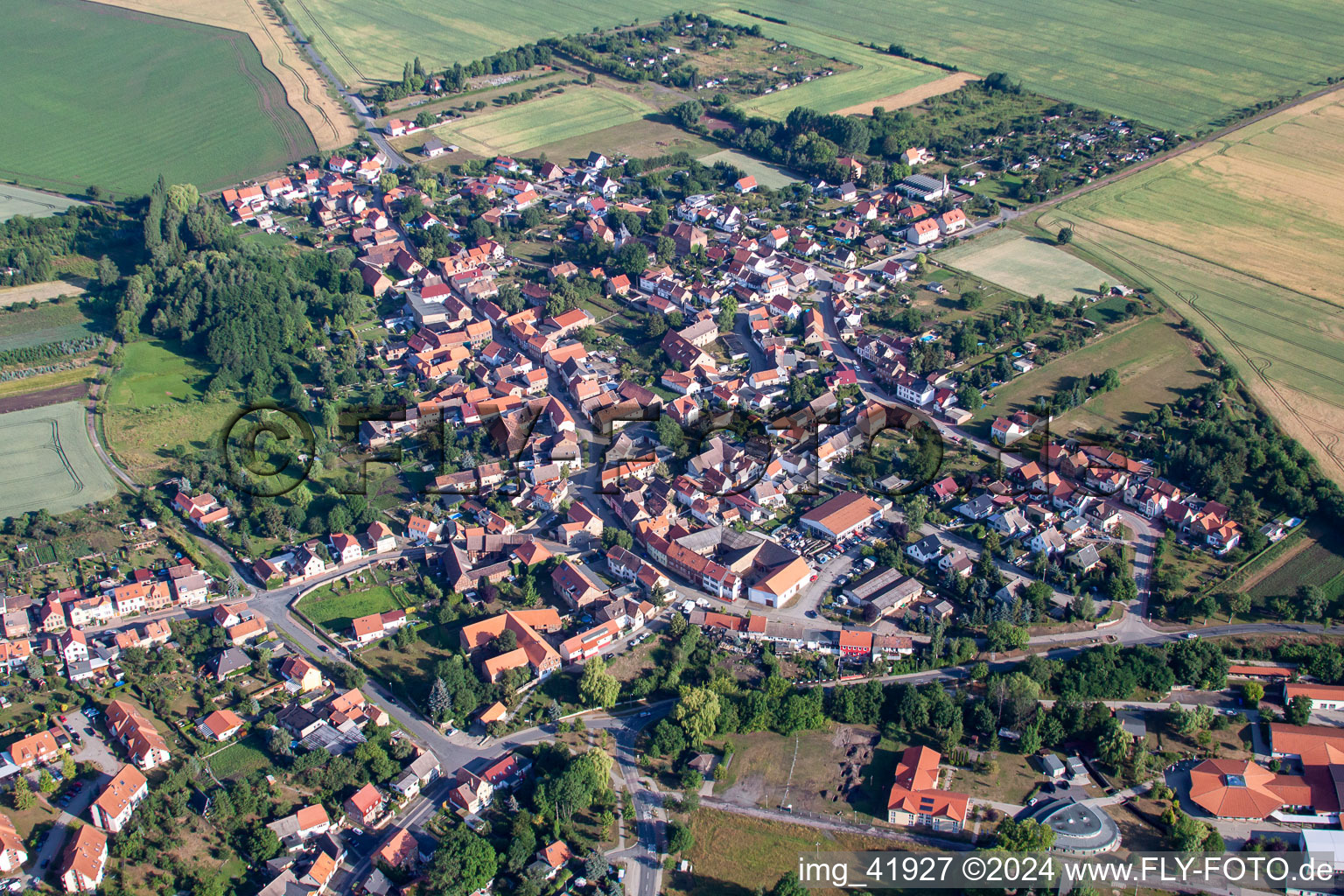 Village view in Weddersleben in the state Saxony-Anhalt, Germany