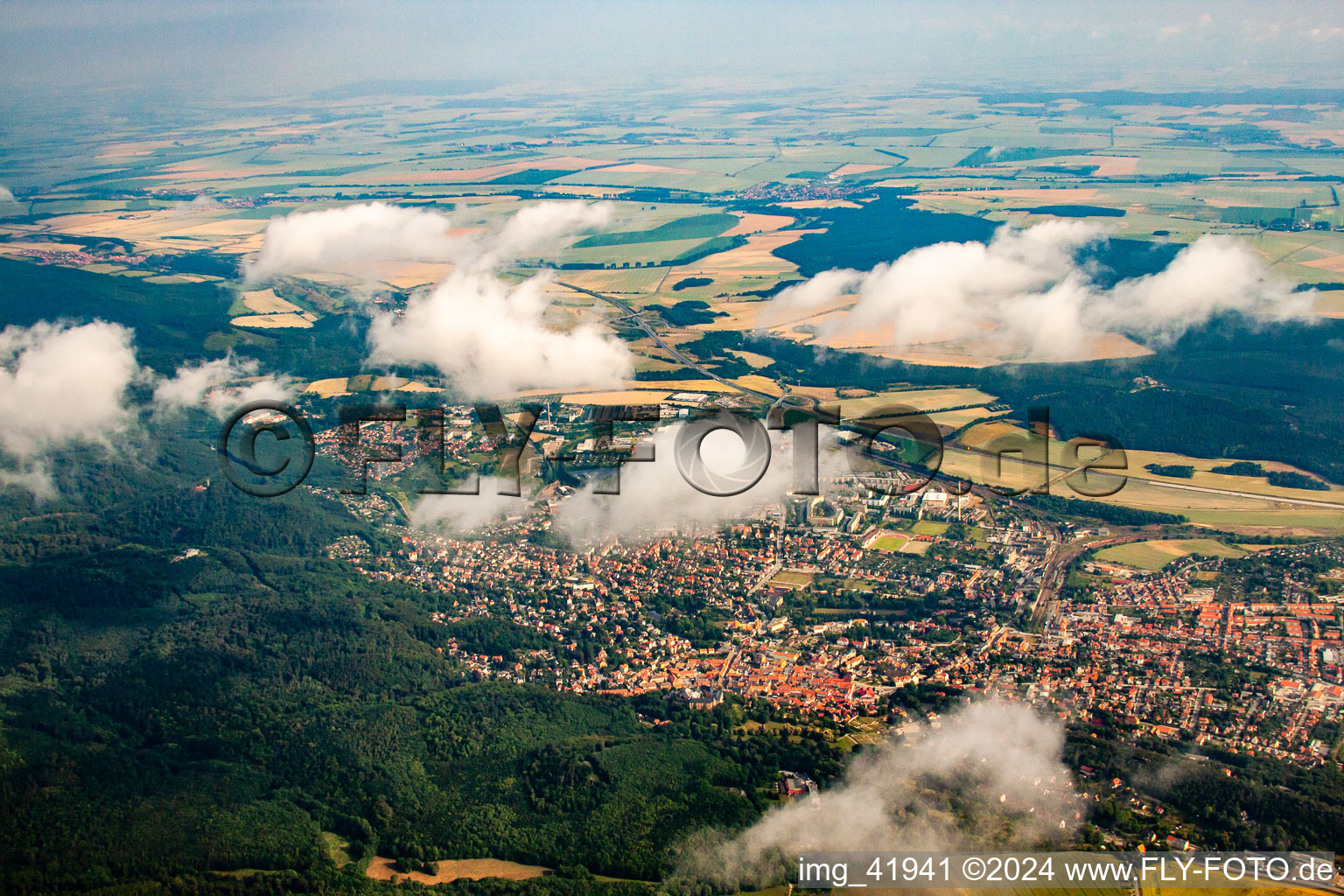 Town View of the streets and houses of the residential areas in the district Altenbrak in Blankenburg (Harz) in the state Saxony-Anhalt