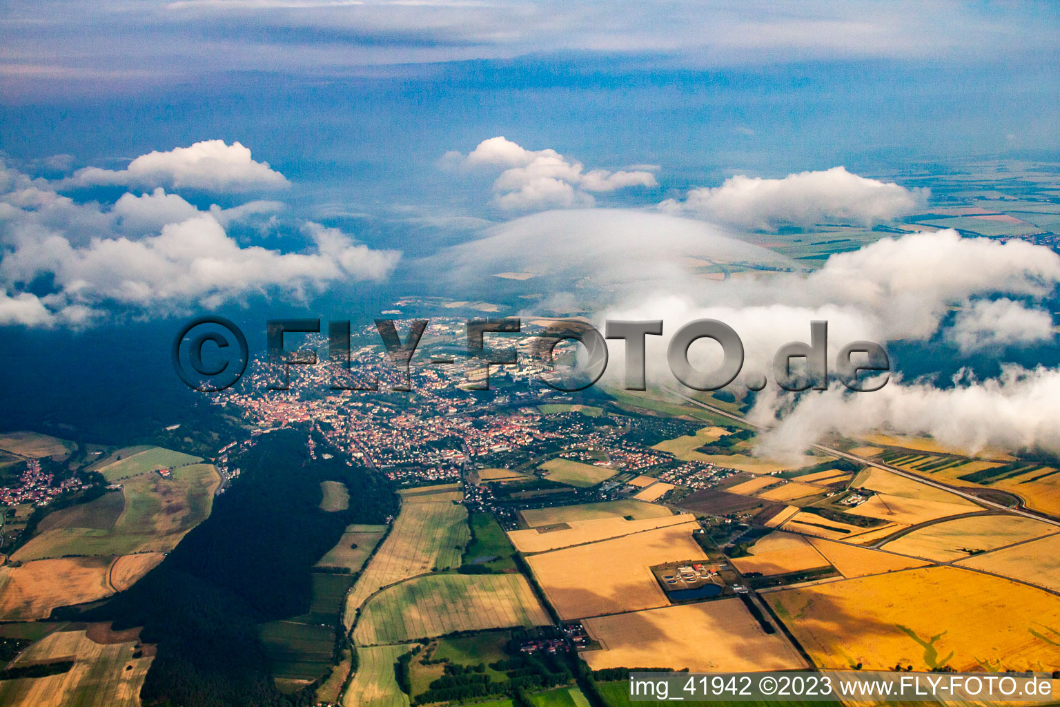 From the east under clouds in Blankenburg in the state Saxony-Anhalt, Germany