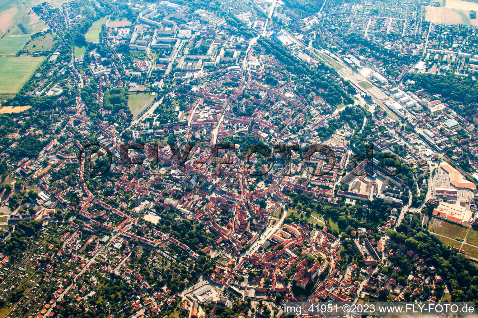 Aerial view of Quedlinburg in the state Saxony-Anhalt, Germany