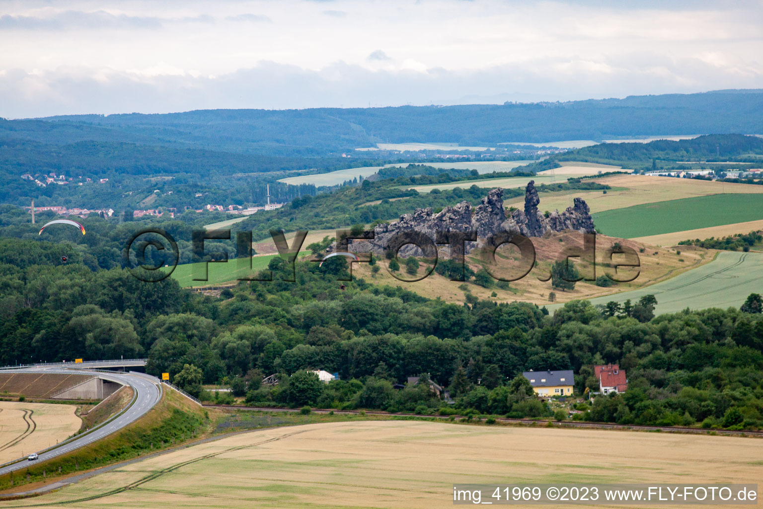 Devil's Wall (Königsstein) in the district Weddersleben in Thale in the state Saxony-Anhalt, Germany from the plane