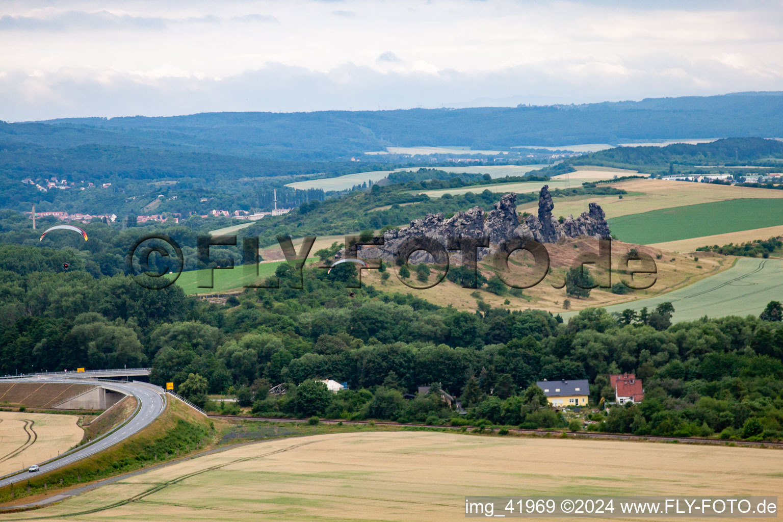 Devil's Wall (Königstein) in the district Weddersleben in Thale in the state Saxony-Anhalt, Germany from the plane