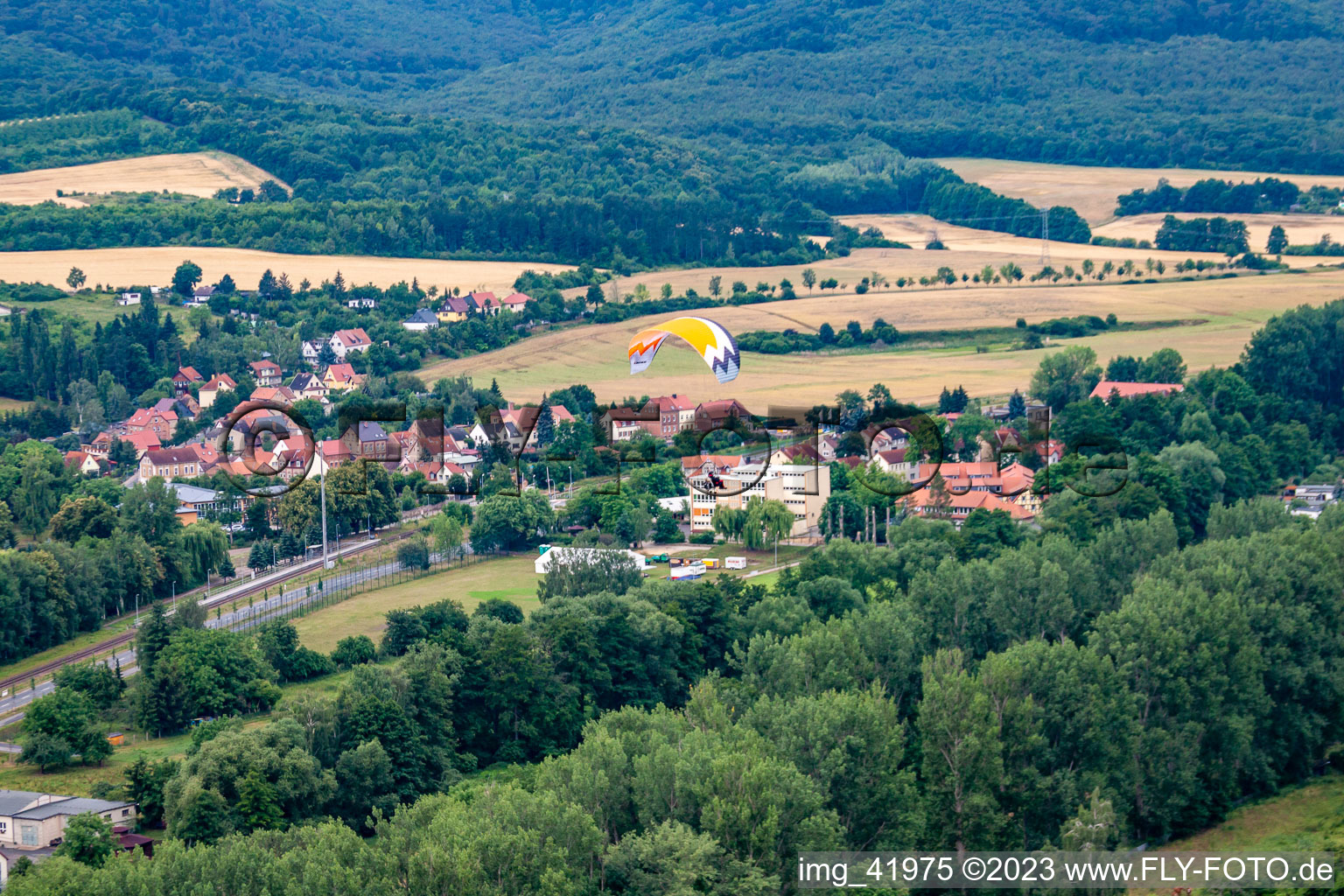 Aerial view of District Neinstedt in Thale in the state Saxony-Anhalt, Germany