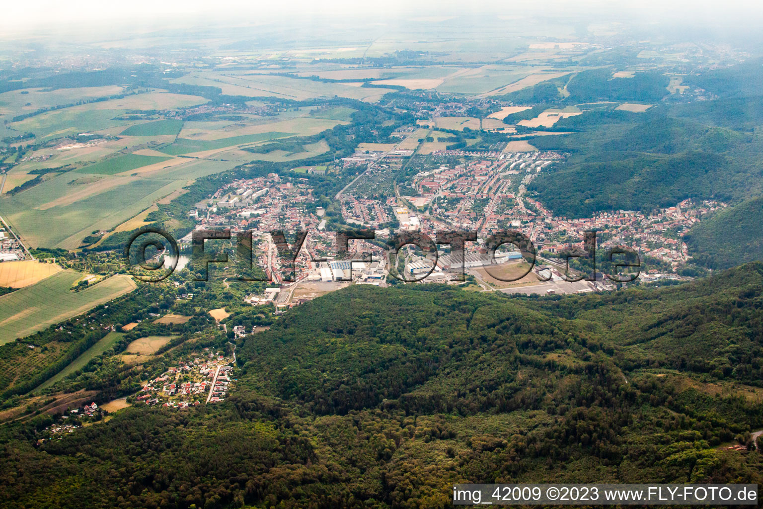 From the west in Thale in the state Saxony-Anhalt, Germany