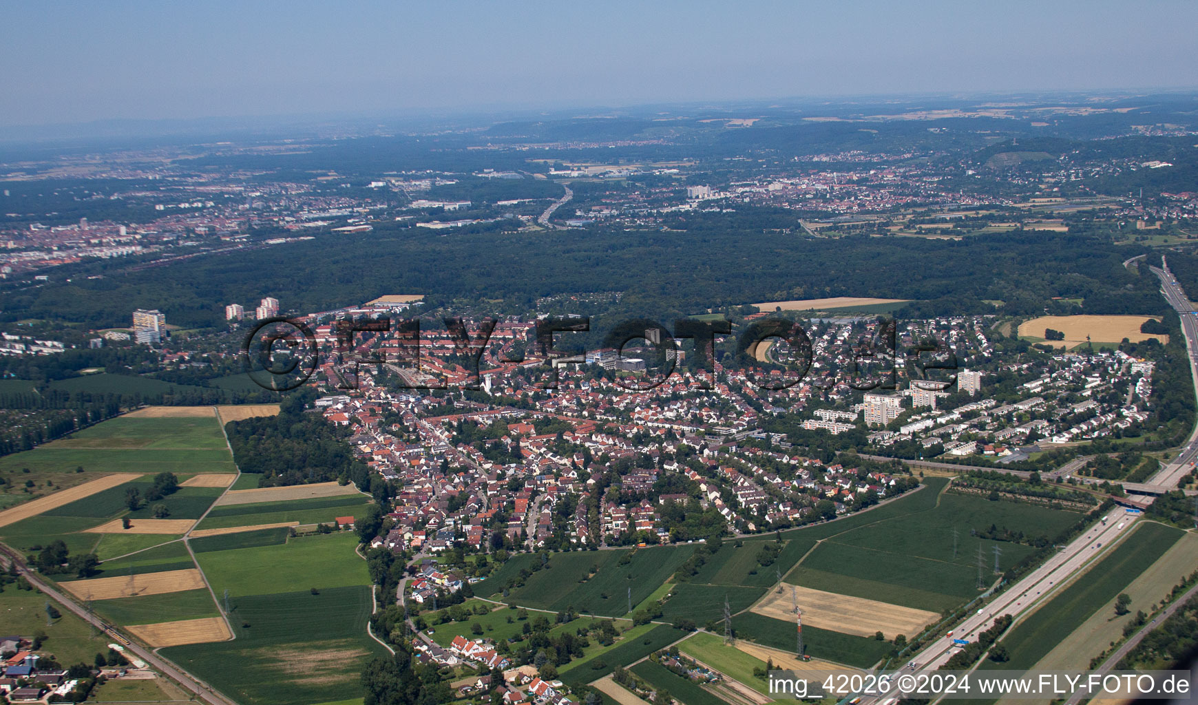 District Rüppurr in Karlsruhe in the state Baden-Wuerttemberg, Germany from the drone perspective