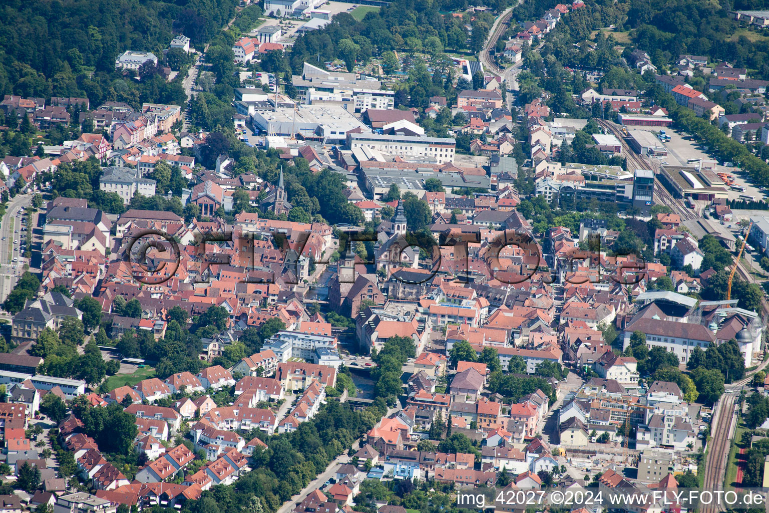 Ettlingen in the state Baden-Wuerttemberg, Germany seen from a drone