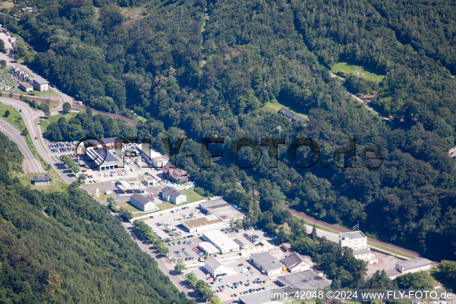 Aerial photograpy of Ettlingen in the state Baden-Wuerttemberg, Germany