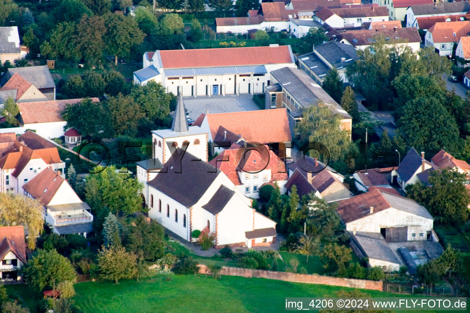 Minfeld in the state Rhineland-Palatinate, Germany from the drone perspective