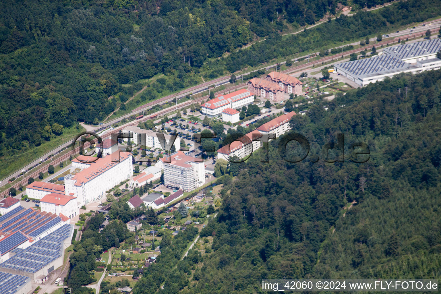 Aerial photograpy of Spinning in Ettlingen in the state Baden-Wuerttemberg, Germany