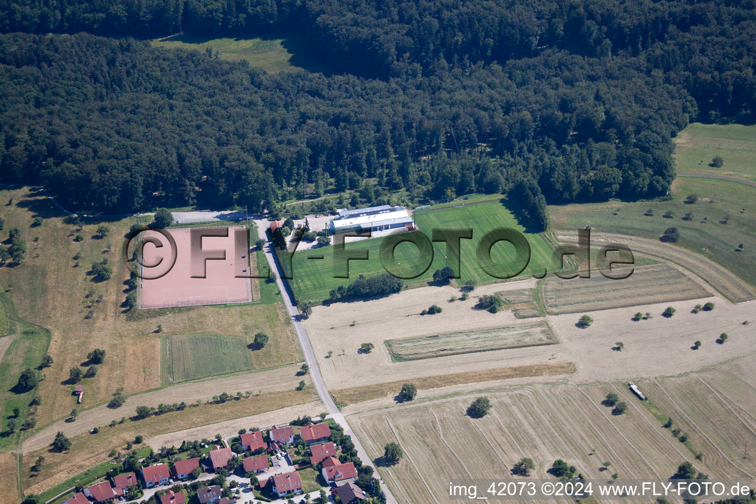 Bird's eye view of District Spessart in Ettlingen in the state Baden-Wuerttemberg, Germany