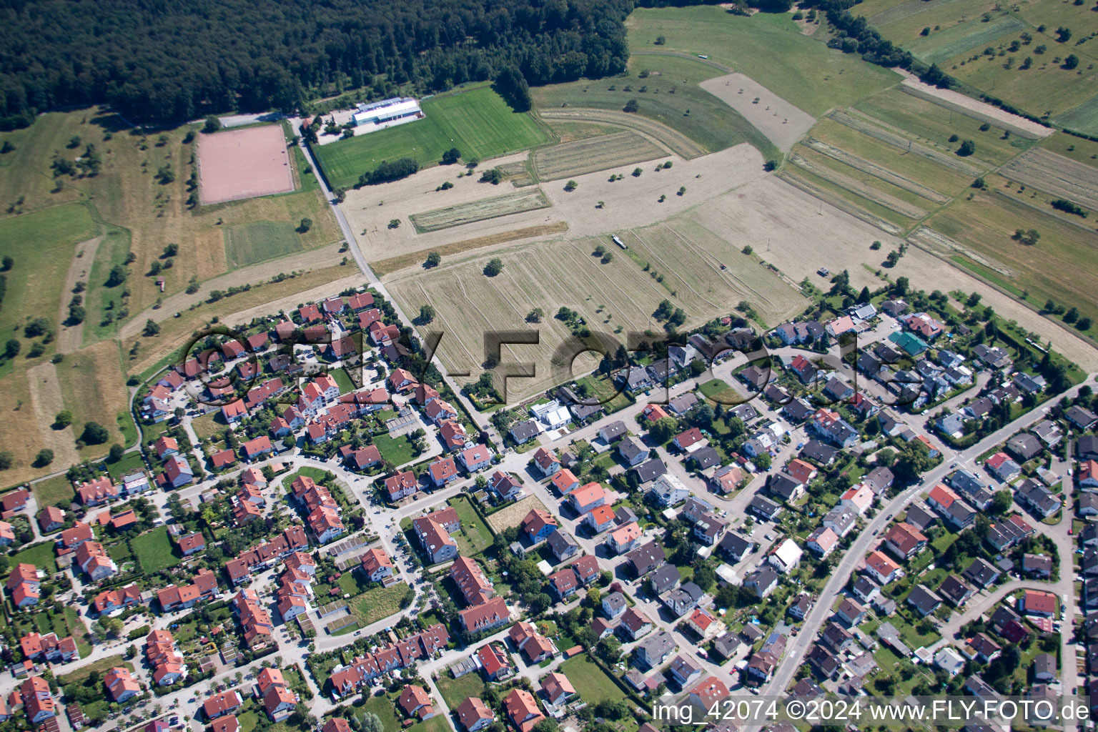 District Spessart in Ettlingen in the state Baden-Wuerttemberg, Germany viewn from the air