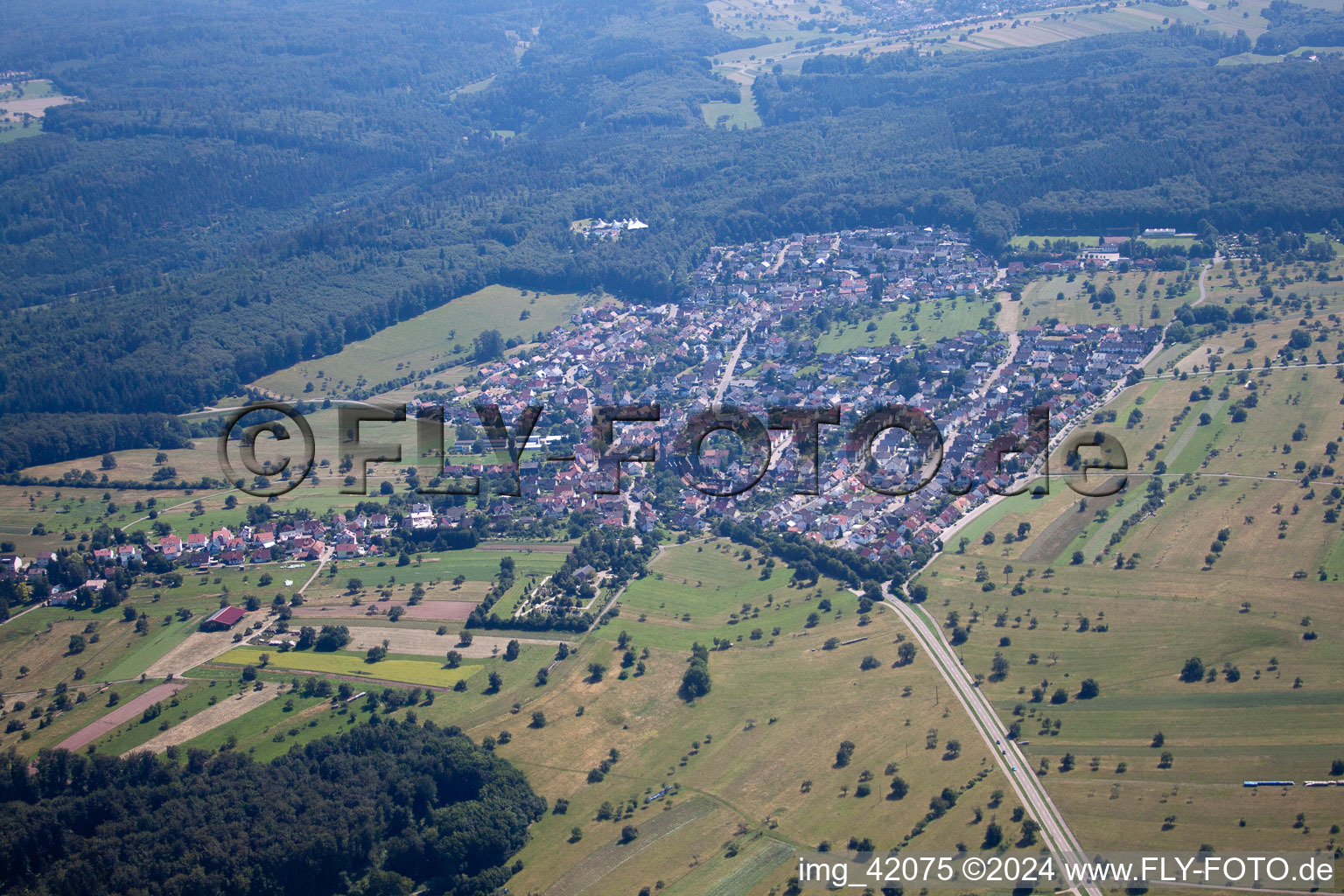 Bird's eye view of District Schöllbronn in Ettlingen in the state Baden-Wuerttemberg, Germany