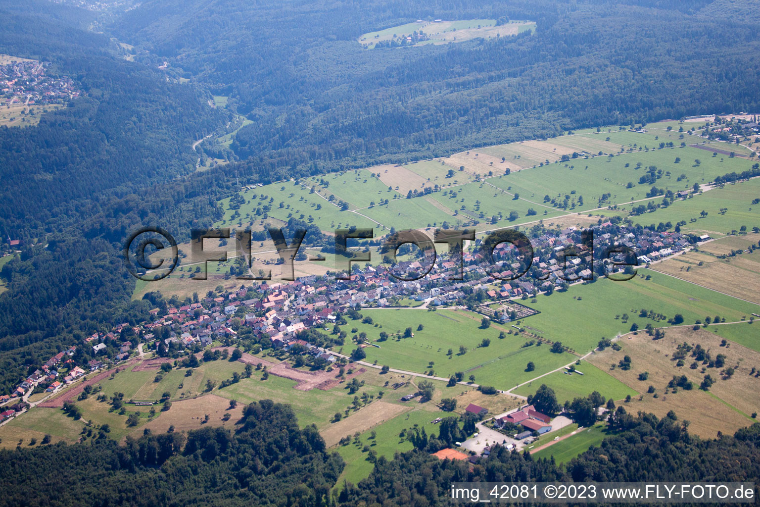 Aerial view of Burbach in the state Baden-Wuerttemberg, Germany