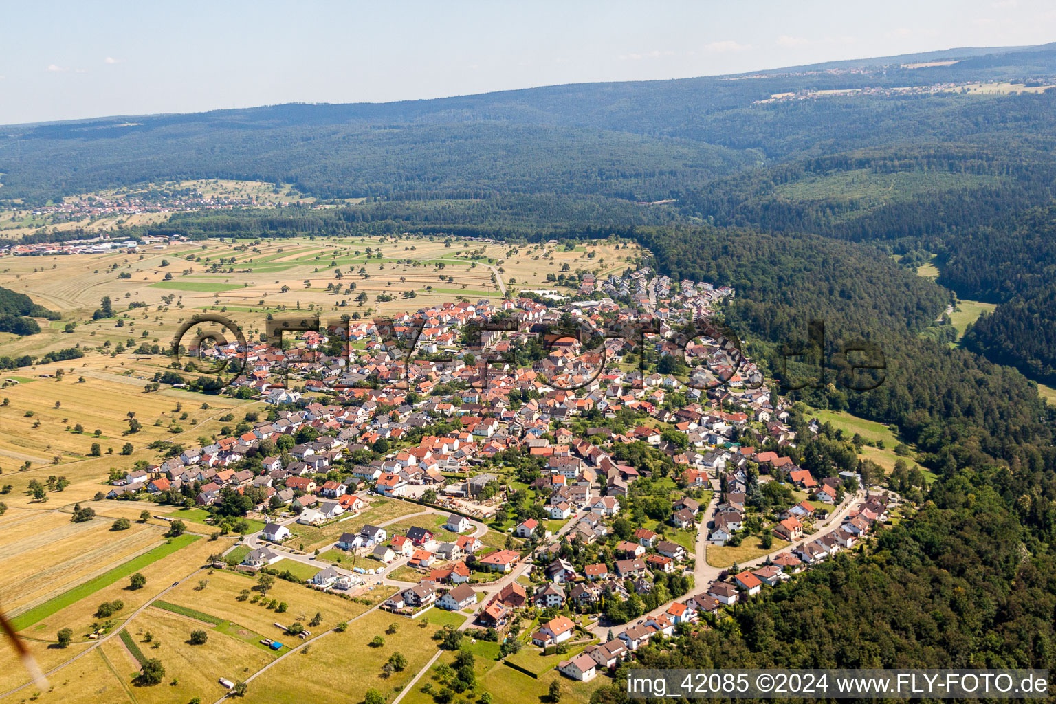 Oblique view of District Burbach in Marxzell in the state Baden-Wuerttemberg, Germany