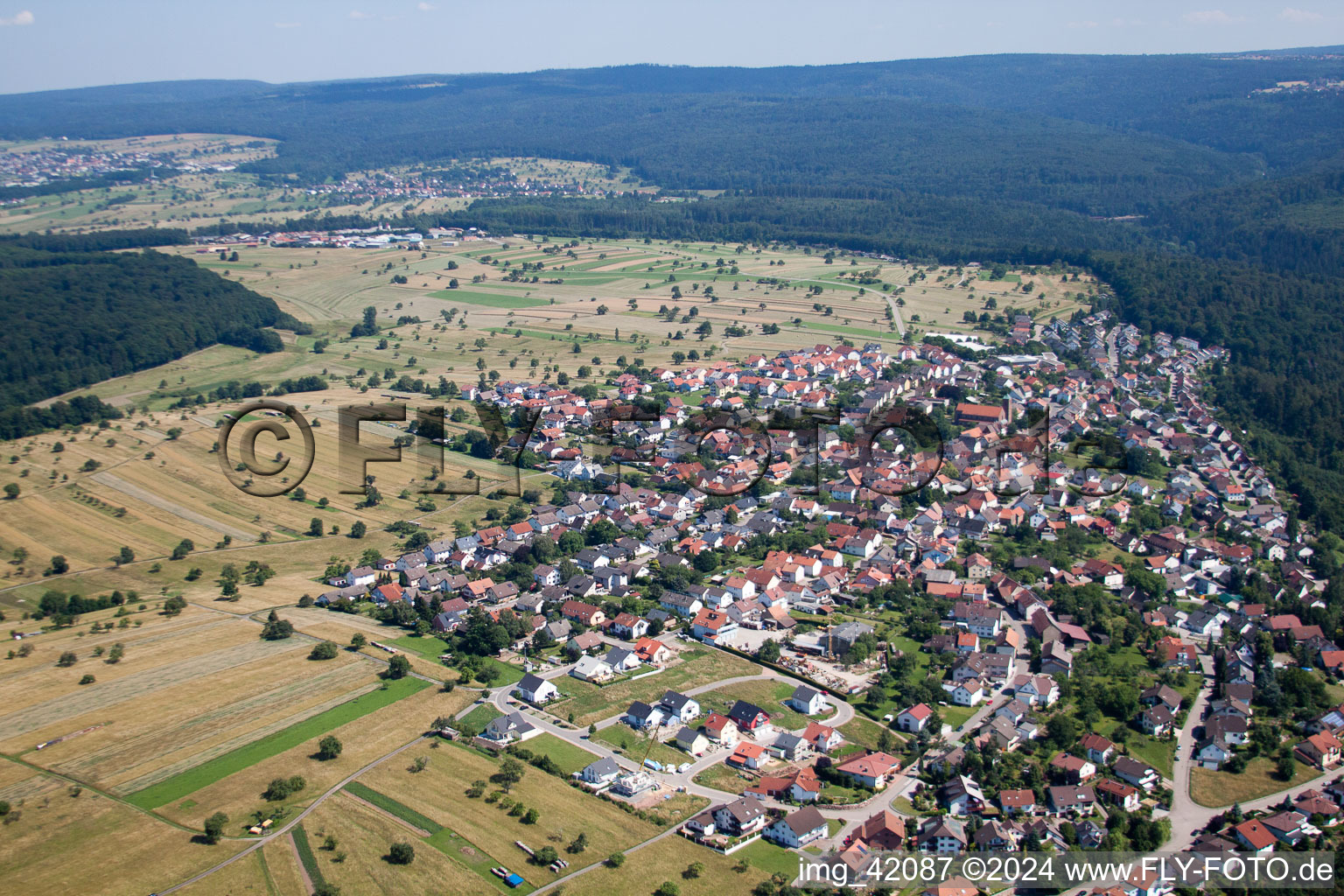 Aerial photograpy of From the north in the district Pfaffenrot in Marxzell in the state Baden-Wuerttemberg, Germany