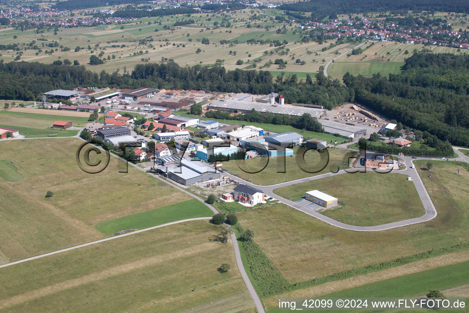 Building and production halls on the premises of corthum Nordschwarzwald GmbH - corthum Erdenwerk in the district Pfaffenrot in Marxzell in the state Baden-Wurttemberg