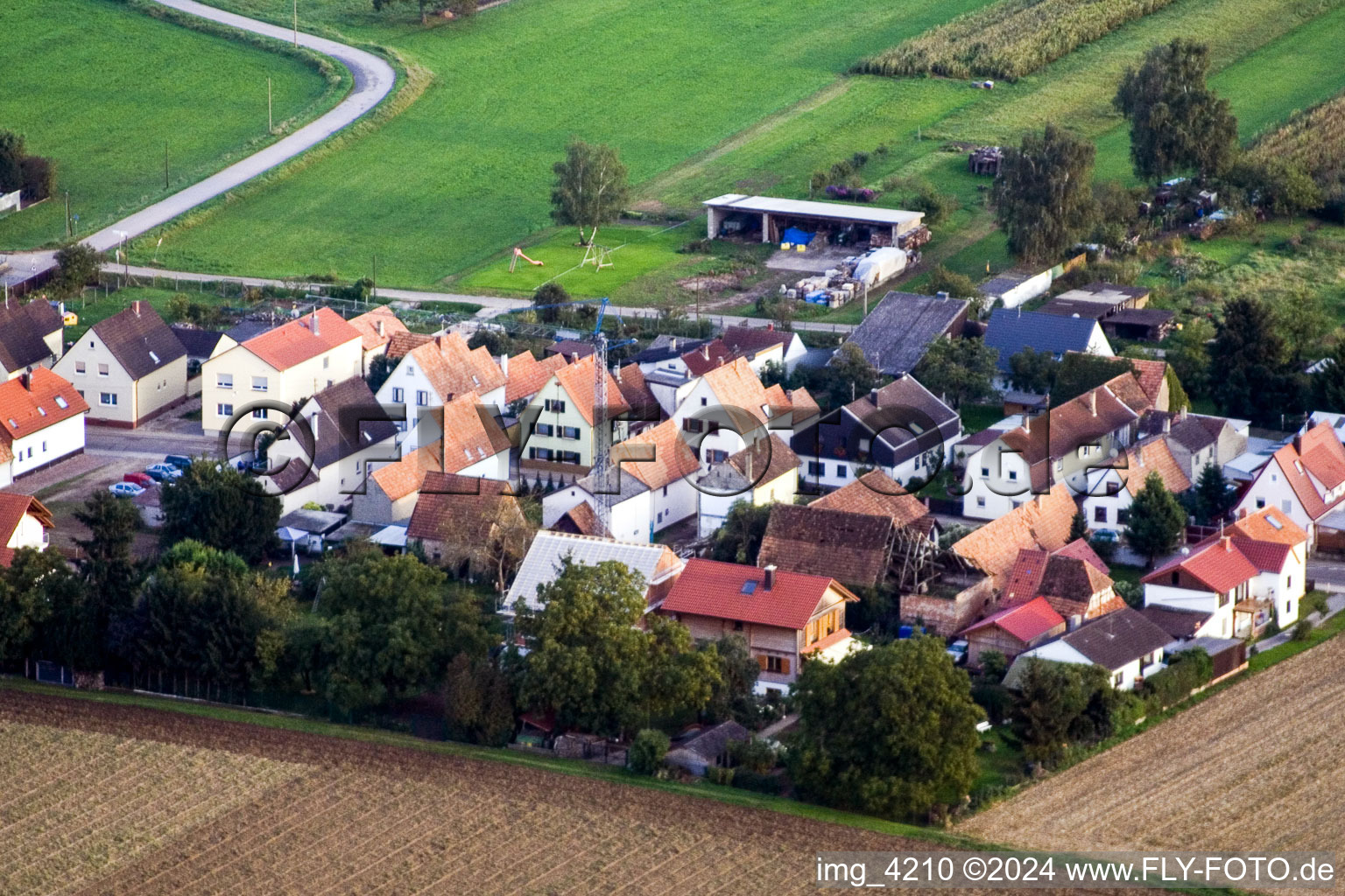 Oblique view of Saarstr in Kandel in the state Rhineland-Palatinate, Germany