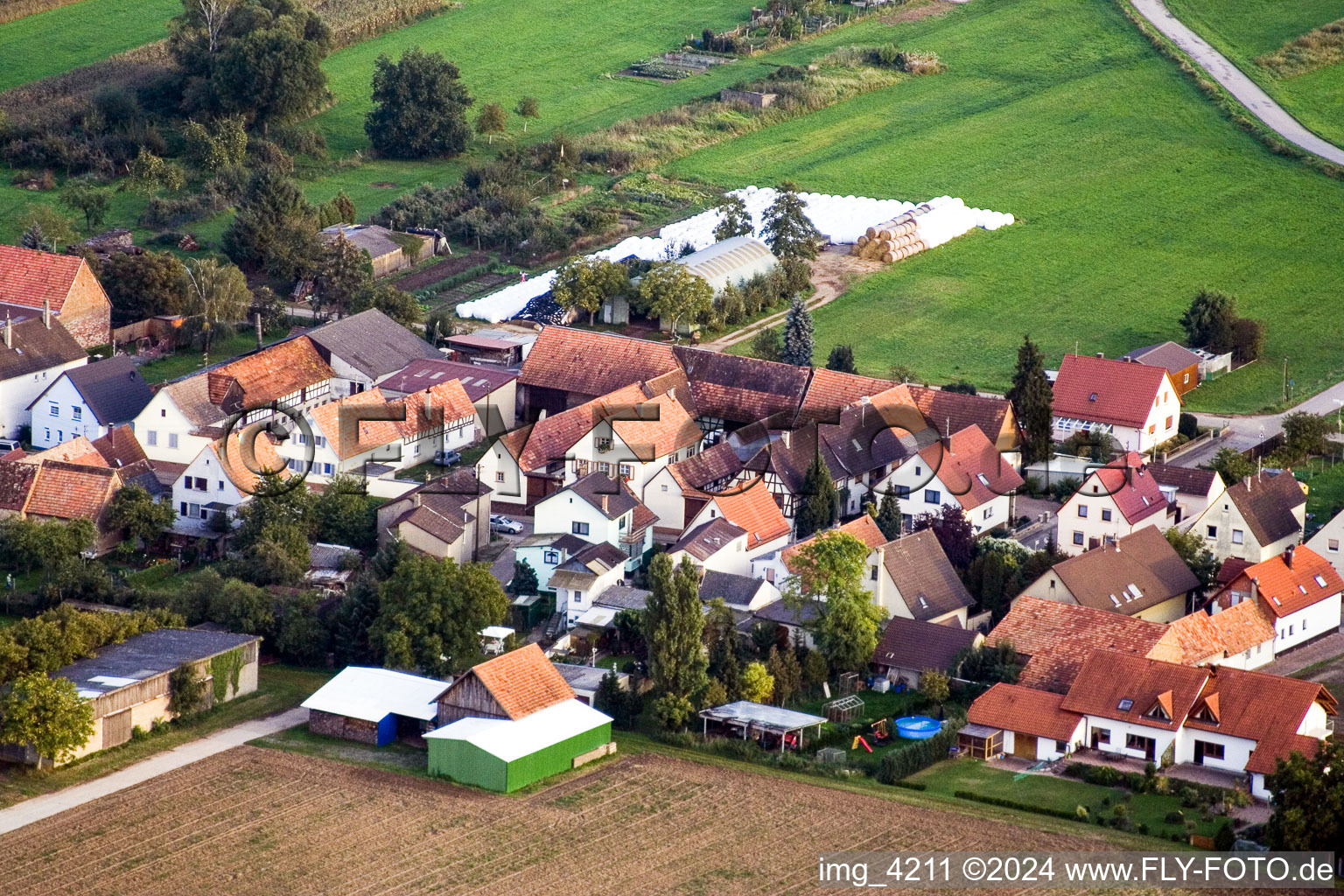 Saarstr in Kandel in the state Rhineland-Palatinate, Germany from above