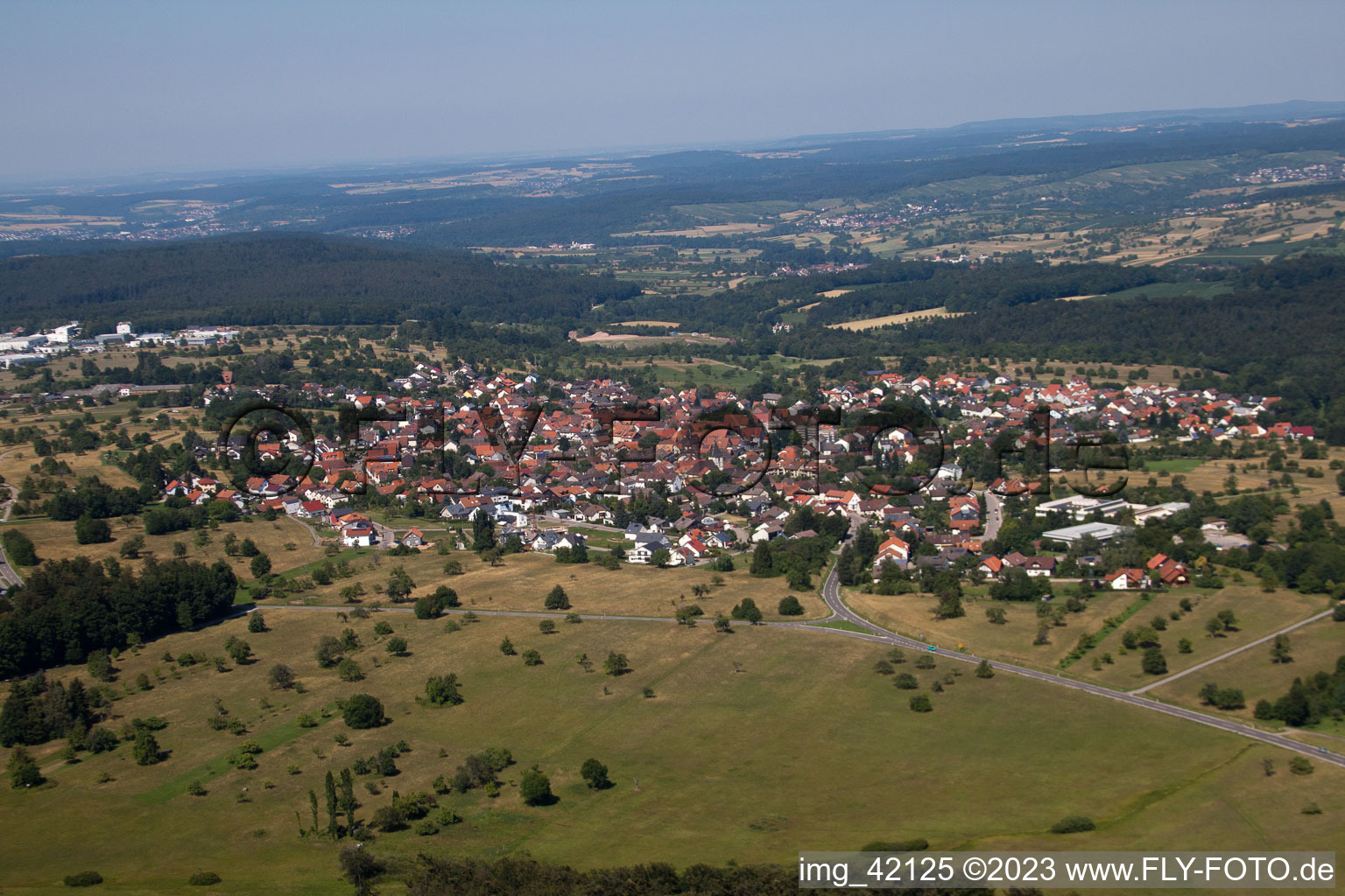 District Ittersbach in Karlsbad in the state Baden-Wuerttemberg, Germany viewn from the air