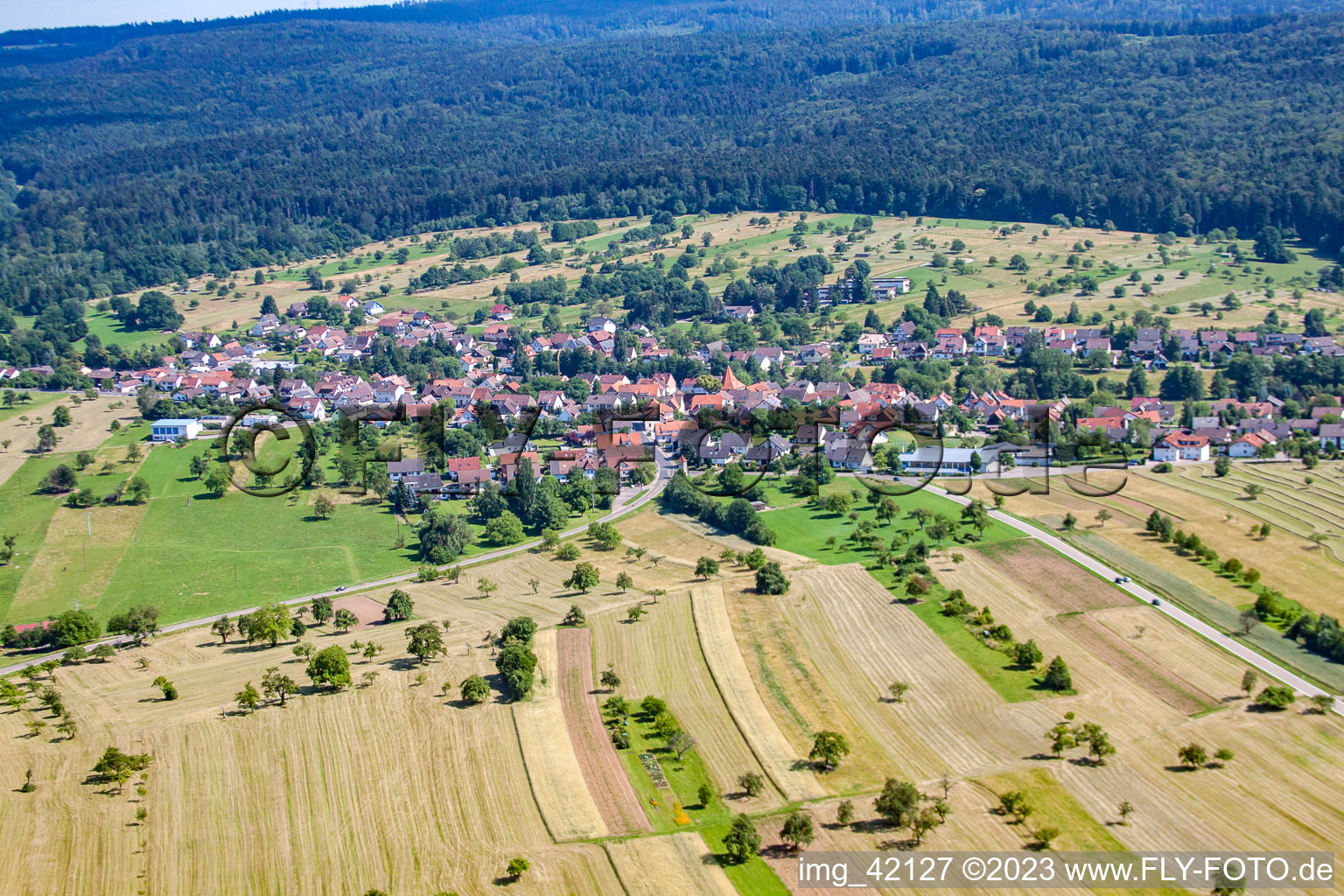 Oblique view of District Langenalb in Straubenhardt in the state Baden-Wuerttemberg, Germany