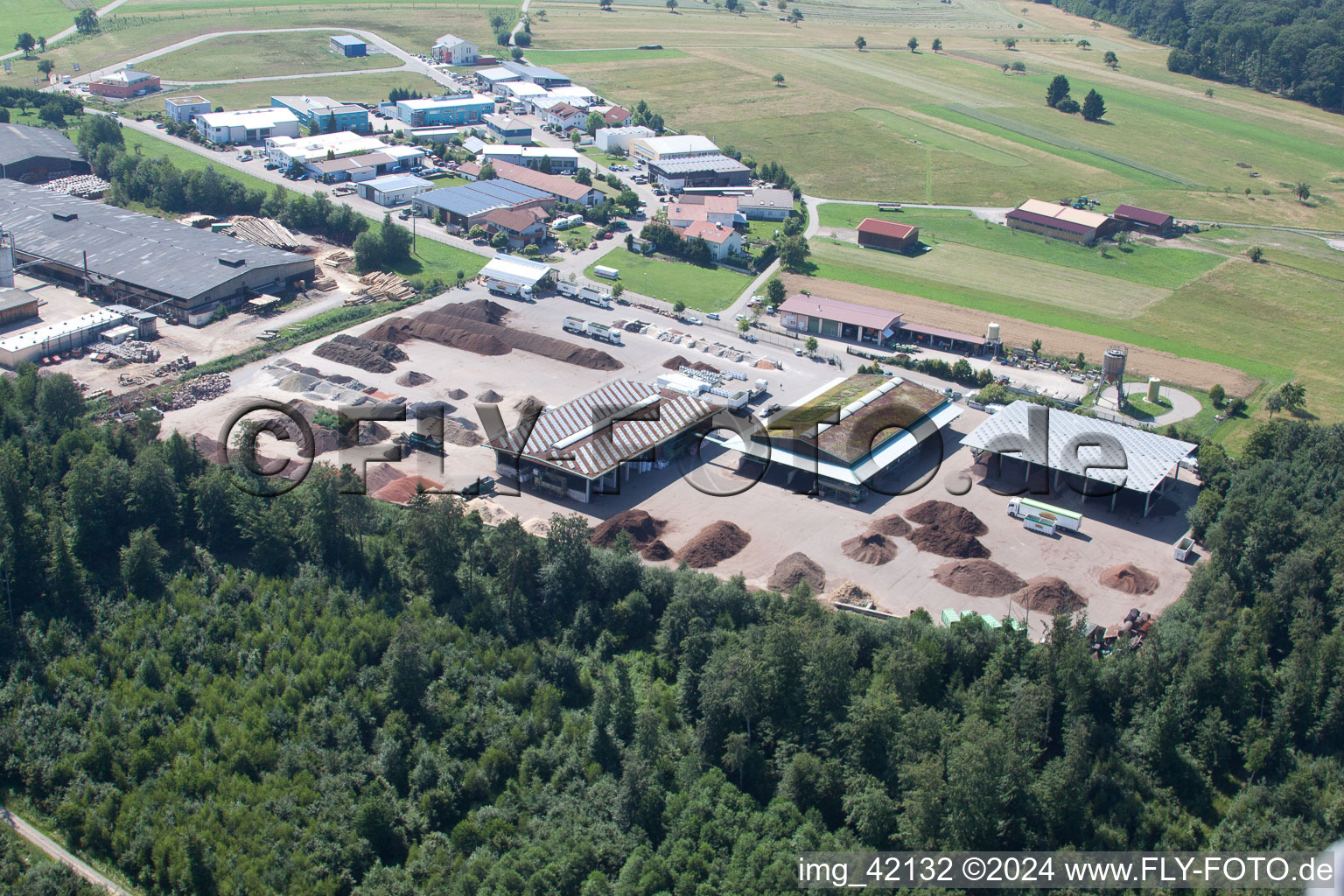 Aerial view of Corthum – Erdenwerk Forst Humus GmbH Im Schwarzenbusch 8, Marxzell-Pfaffenrot in the district Pfaffenrot in Marxzell in the state Baden-Wuerttemberg, Germany