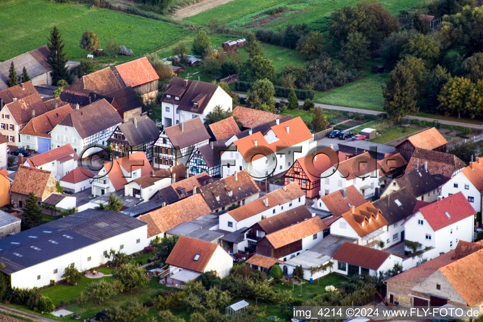 Saarstr in Kandel in the state Rhineland-Palatinate, Germany seen from above