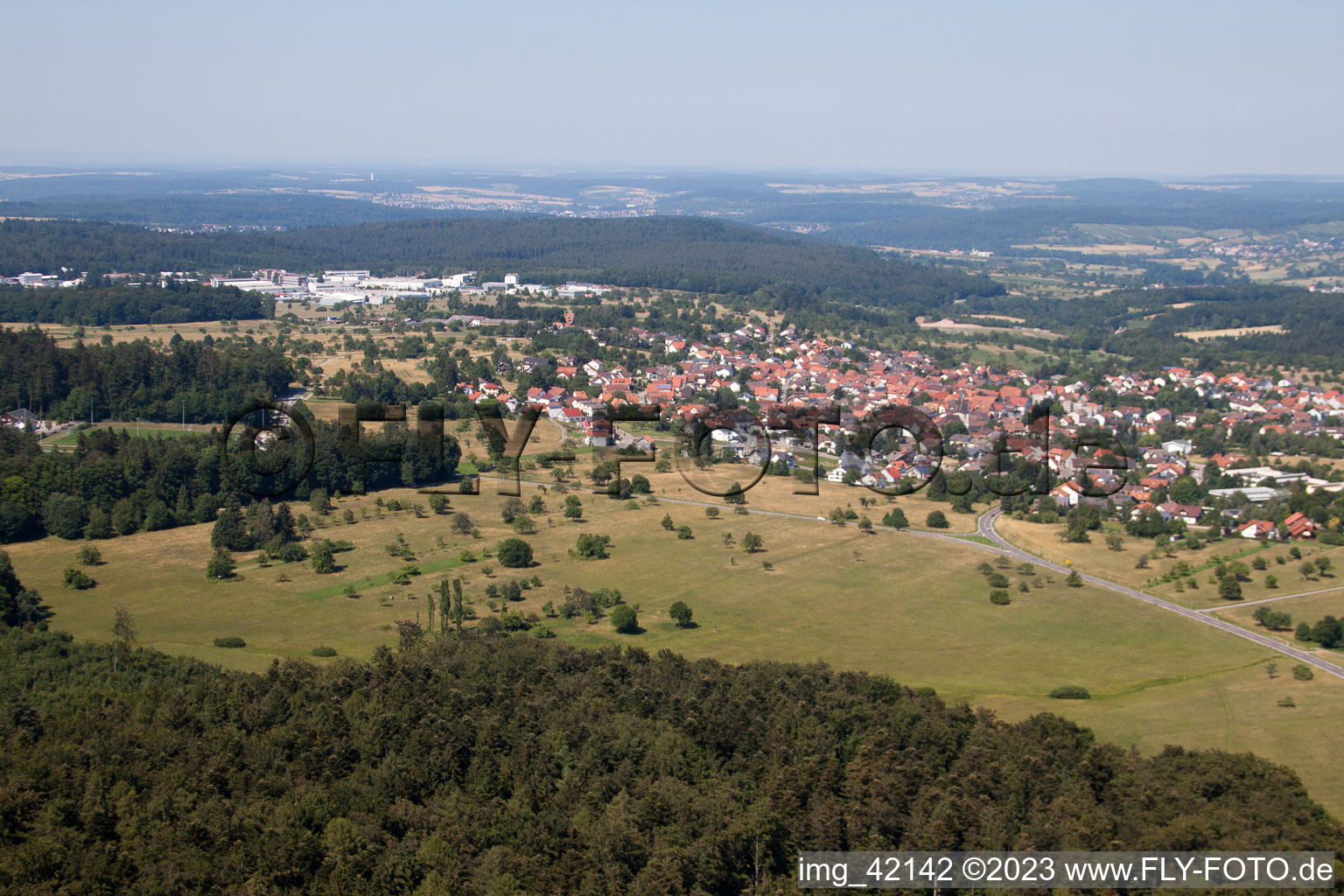 Drone recording of District Ittersbach in Karlsbad in the state Baden-Wuerttemberg, Germany