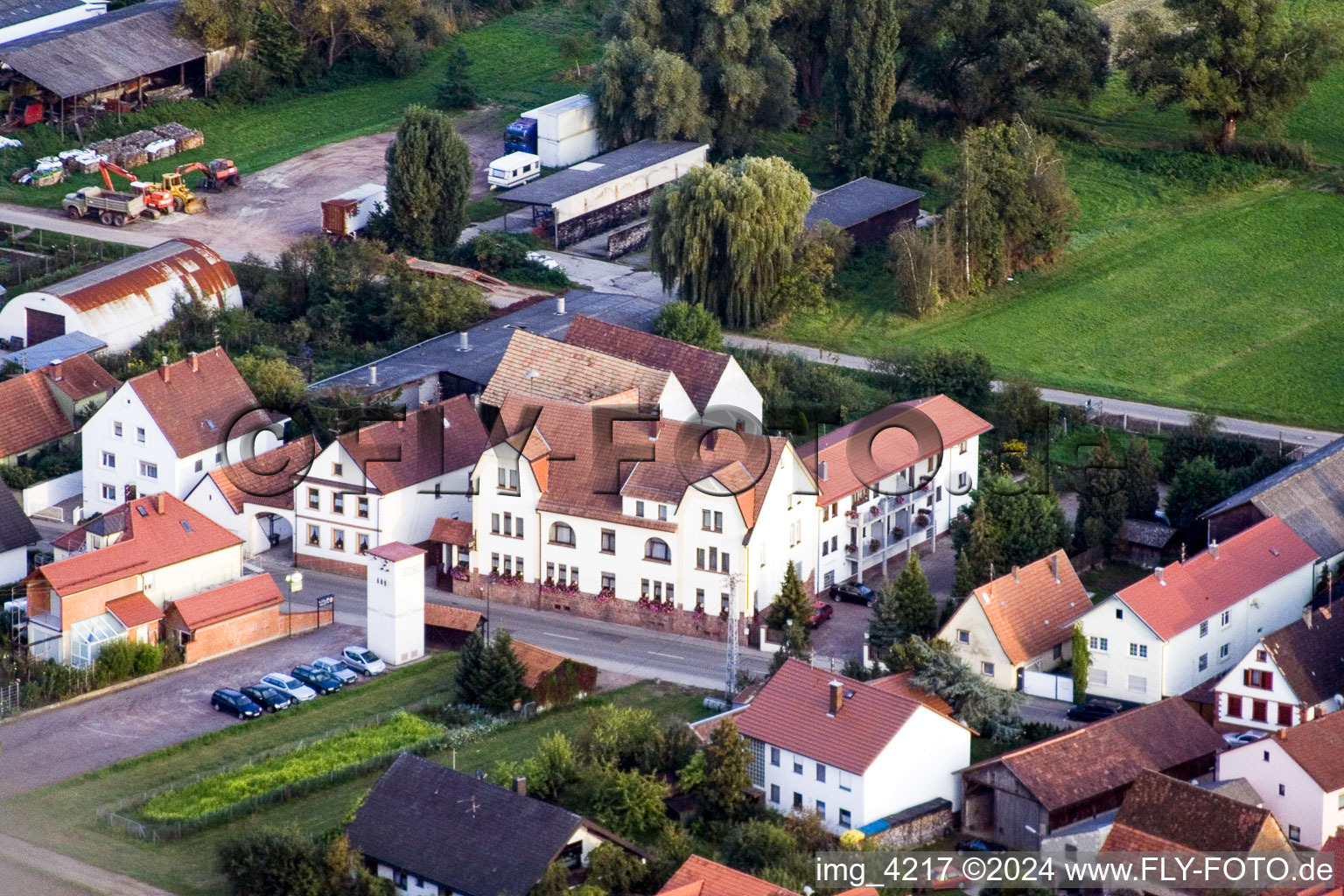 Bird's eye view of Saarstr in Kandel in the state Rhineland-Palatinate, Germany