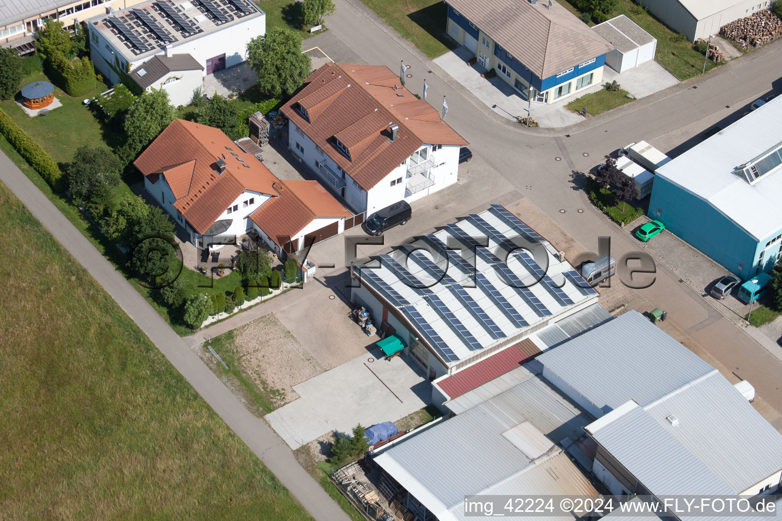 Aerial photograpy of Commercial area in Schwarzenbusch in the district Pfaffenrot in Marxzell in the state Baden-Wuerttemberg, Germany