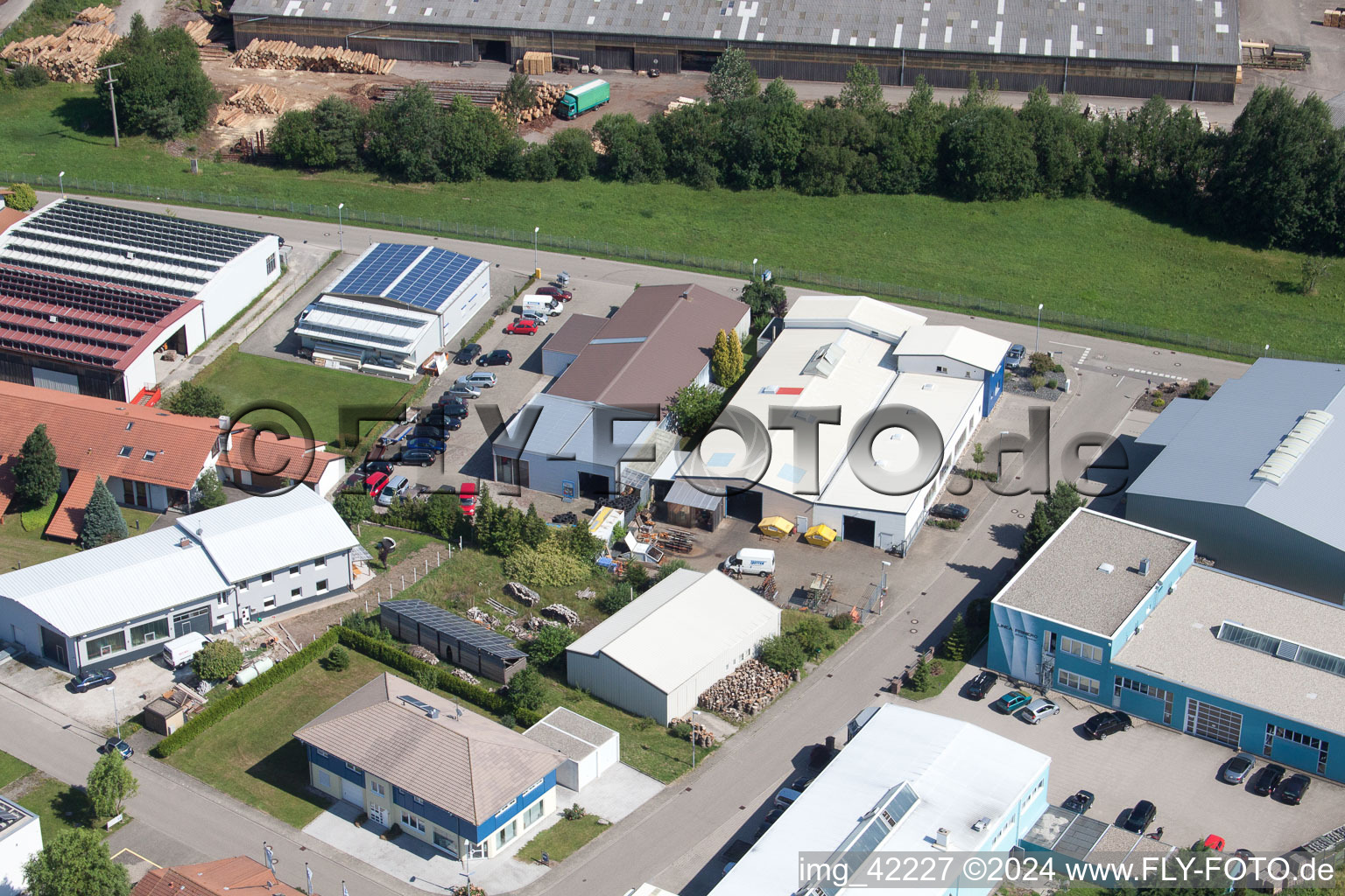 Commercial area in Schwarzenbusch in the district Pfaffenrot in Marxzell in the state Baden-Wuerttemberg, Germany out of the air