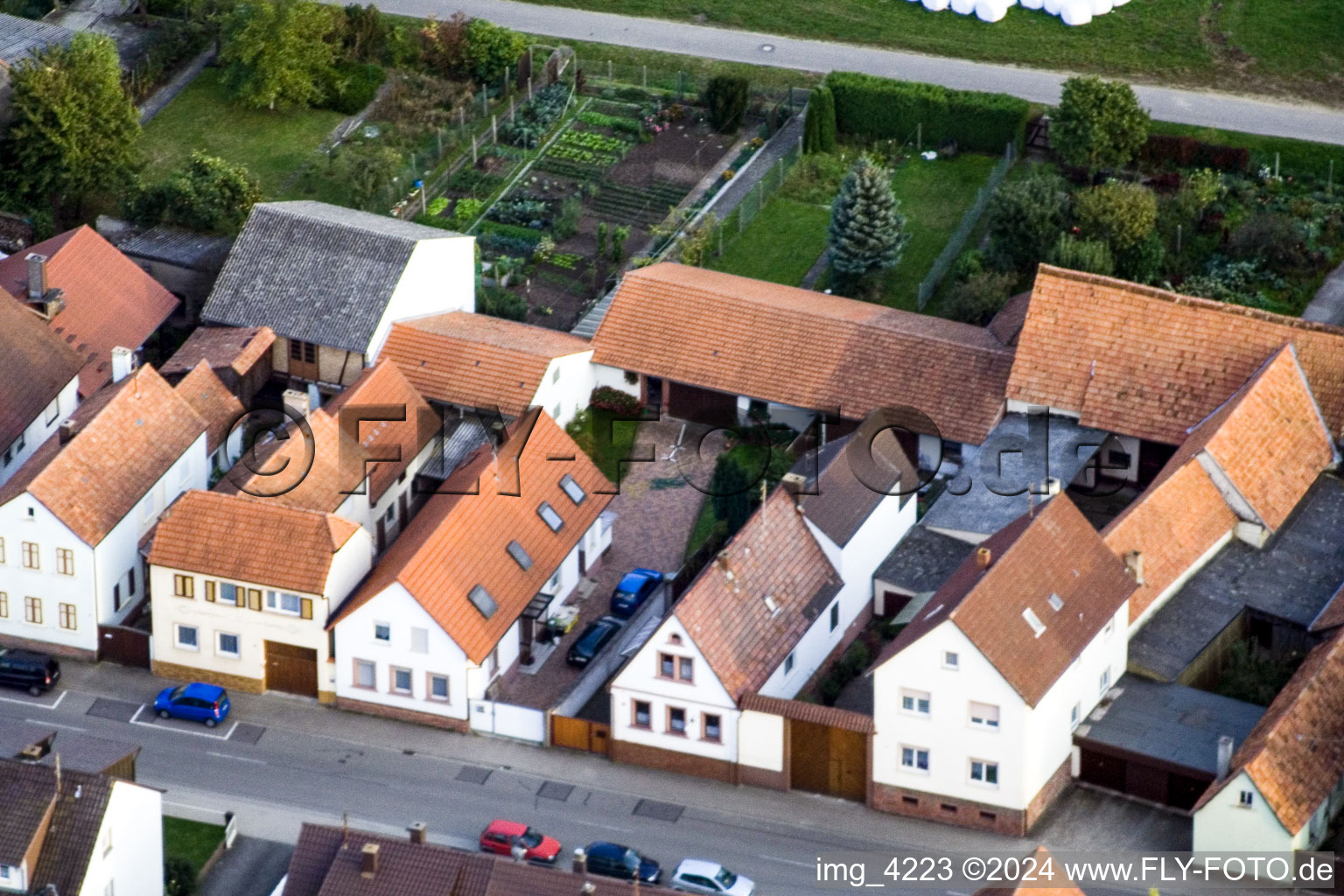 Saarstr in Kandel in the state Rhineland-Palatinate, Germany from the drone perspective