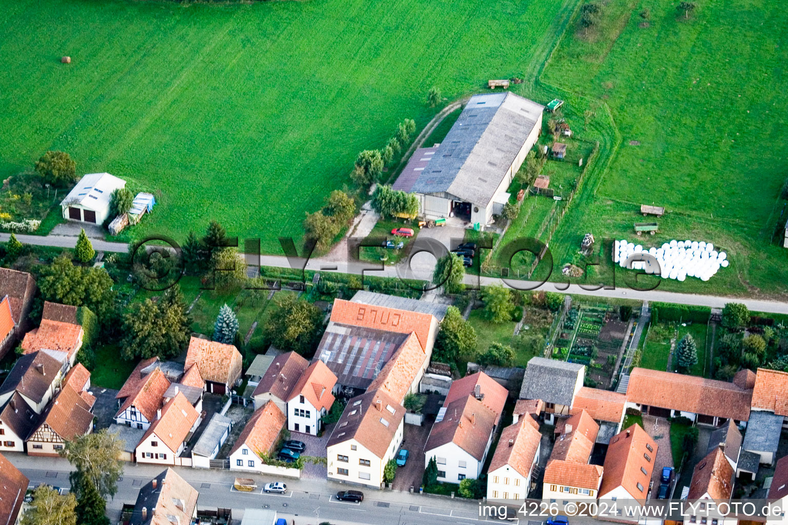 Saarstr in Kandel in the state Rhineland-Palatinate, Germany from a drone