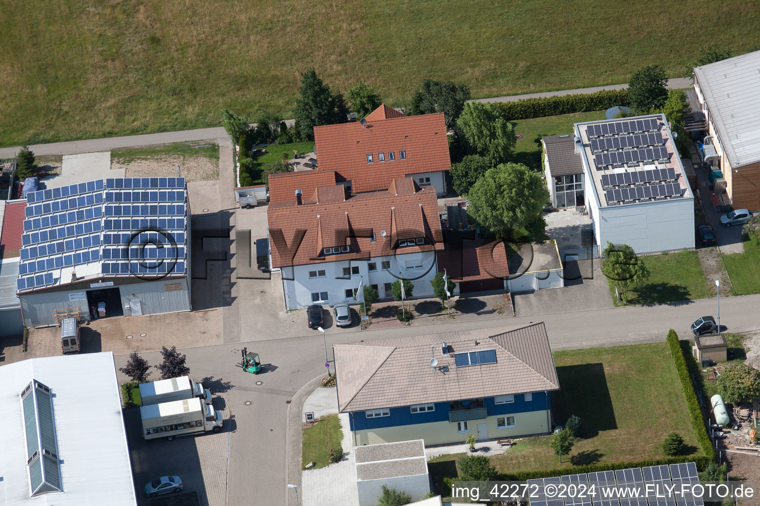 Commercial area in Schwarzenbusch in the district Pfaffenrot in Marxzell in the state Baden-Wuerttemberg, Germany out of the air