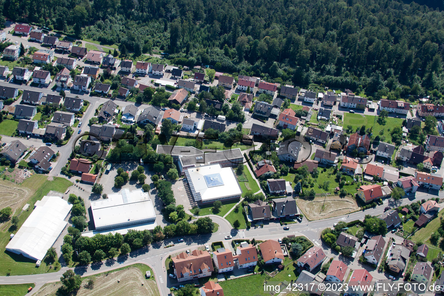 Bird's eye view of Pfaffenrot in the state Baden-Wuerttemberg, Germany