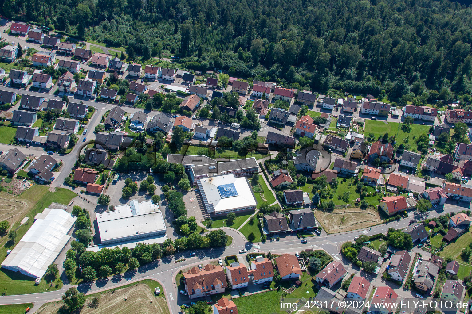 Bird's eye view of Pfaffenrot in the state Baden-Wuerttemberg, Germany