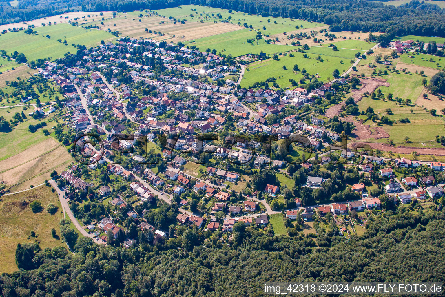 Aerial photograpy of From the east in the district Burbach in Marxzell in the state Baden-Wuerttemberg, Germany